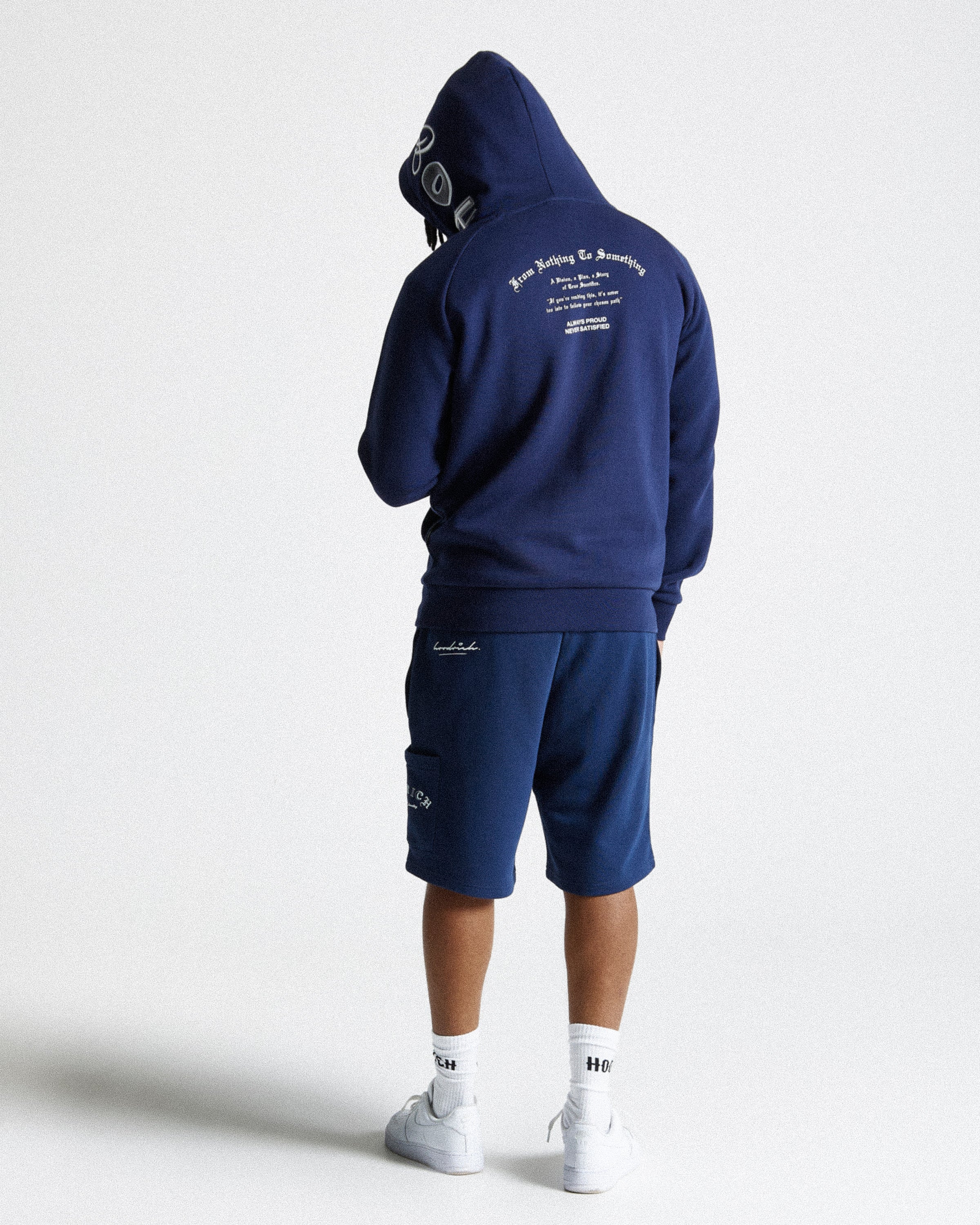 Felpa con cappuccio Stature - Blu navy/Bianco 