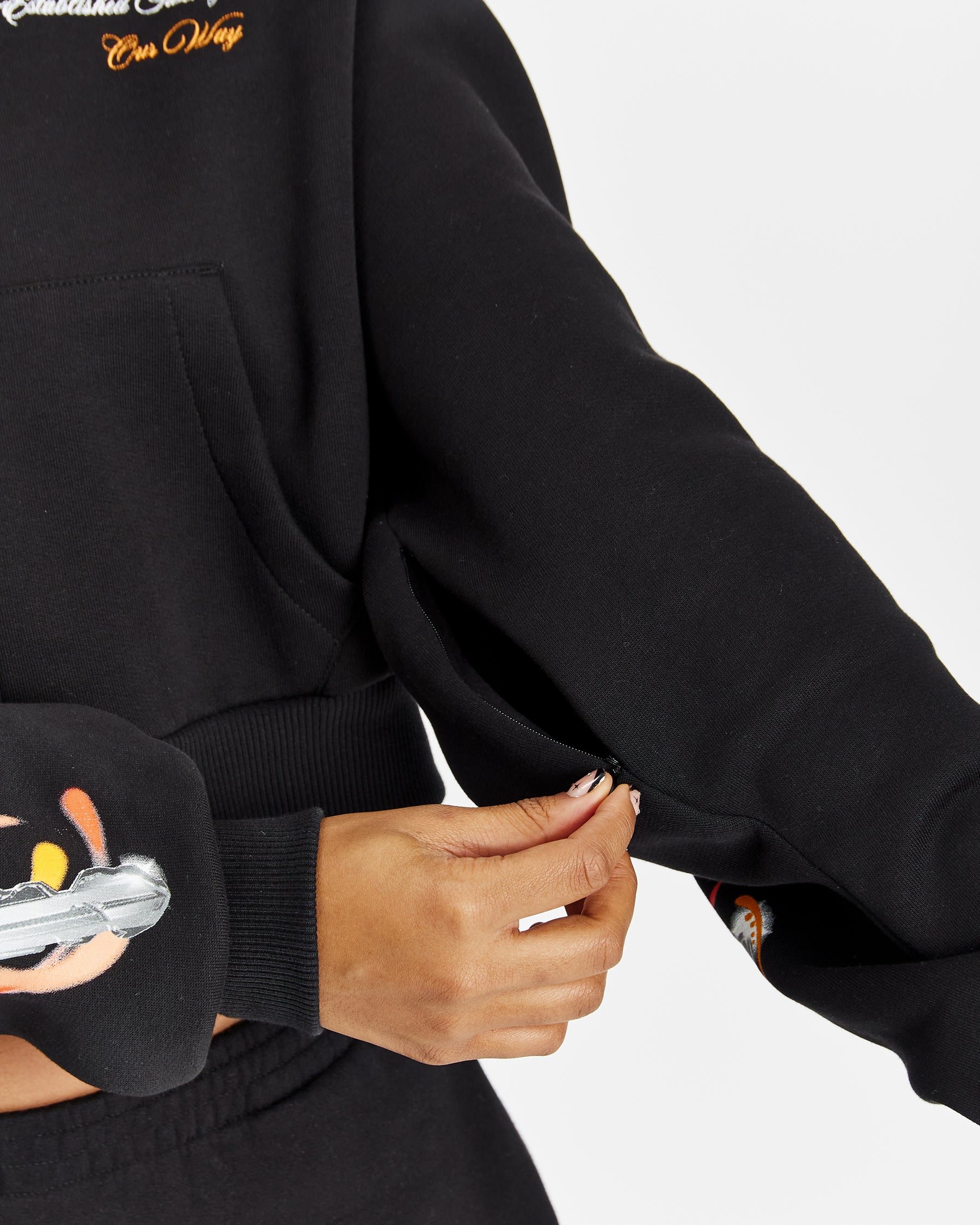 Eternal Oversized Zip Hoodie - Black/White/Orange