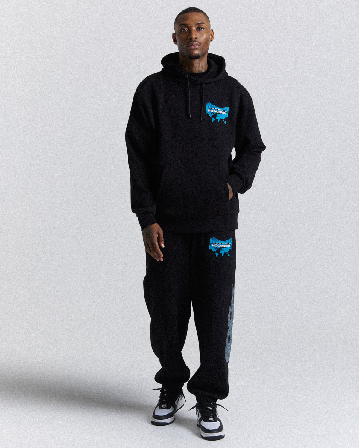 Pantaloni da jogging oversize Worldwide - Nero/Bianco/Blu