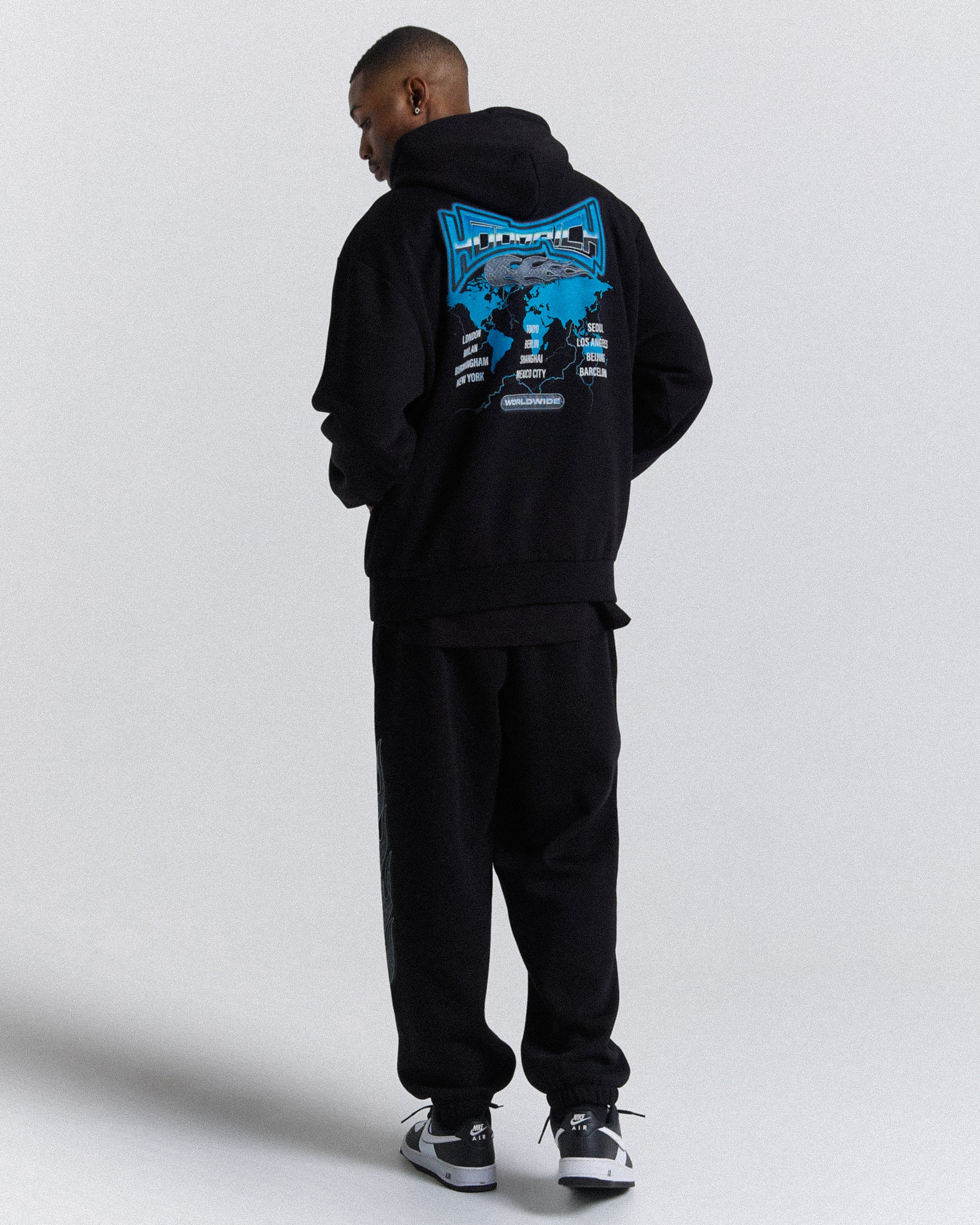 Worldwide Oversized Hoodie - Black/White/Blue