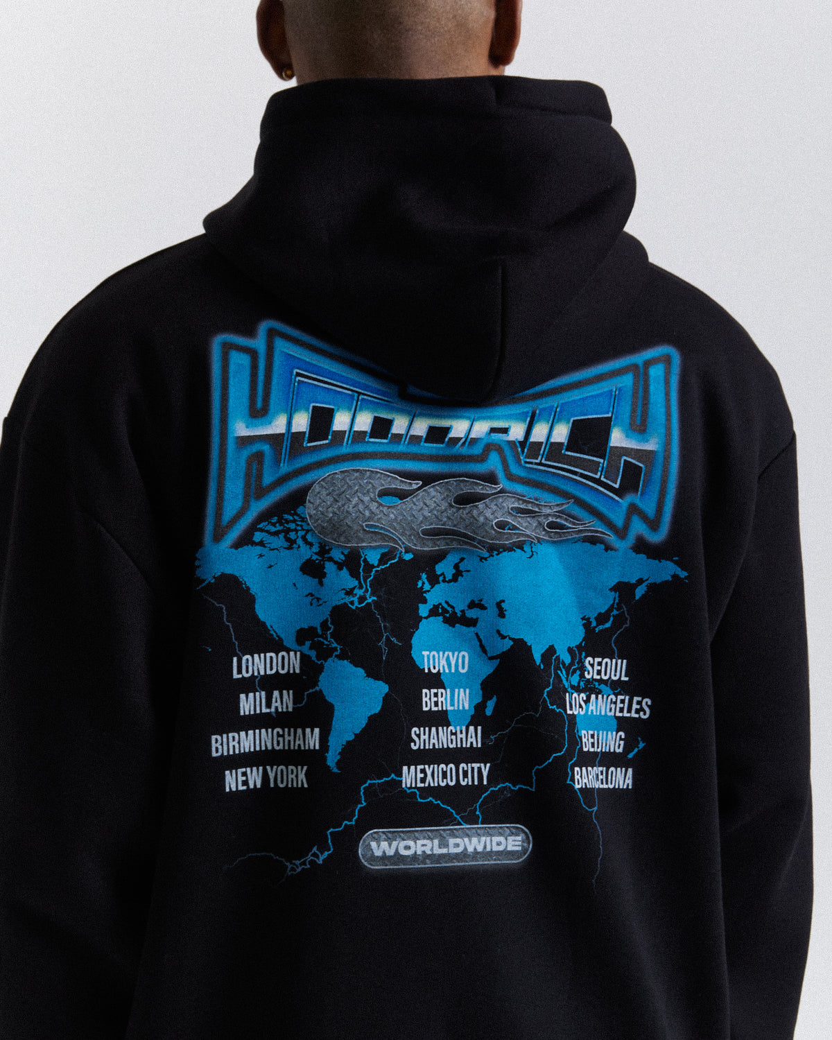 Felpa con cappuccio oversize mondiale - Nero/Bianco/Blu