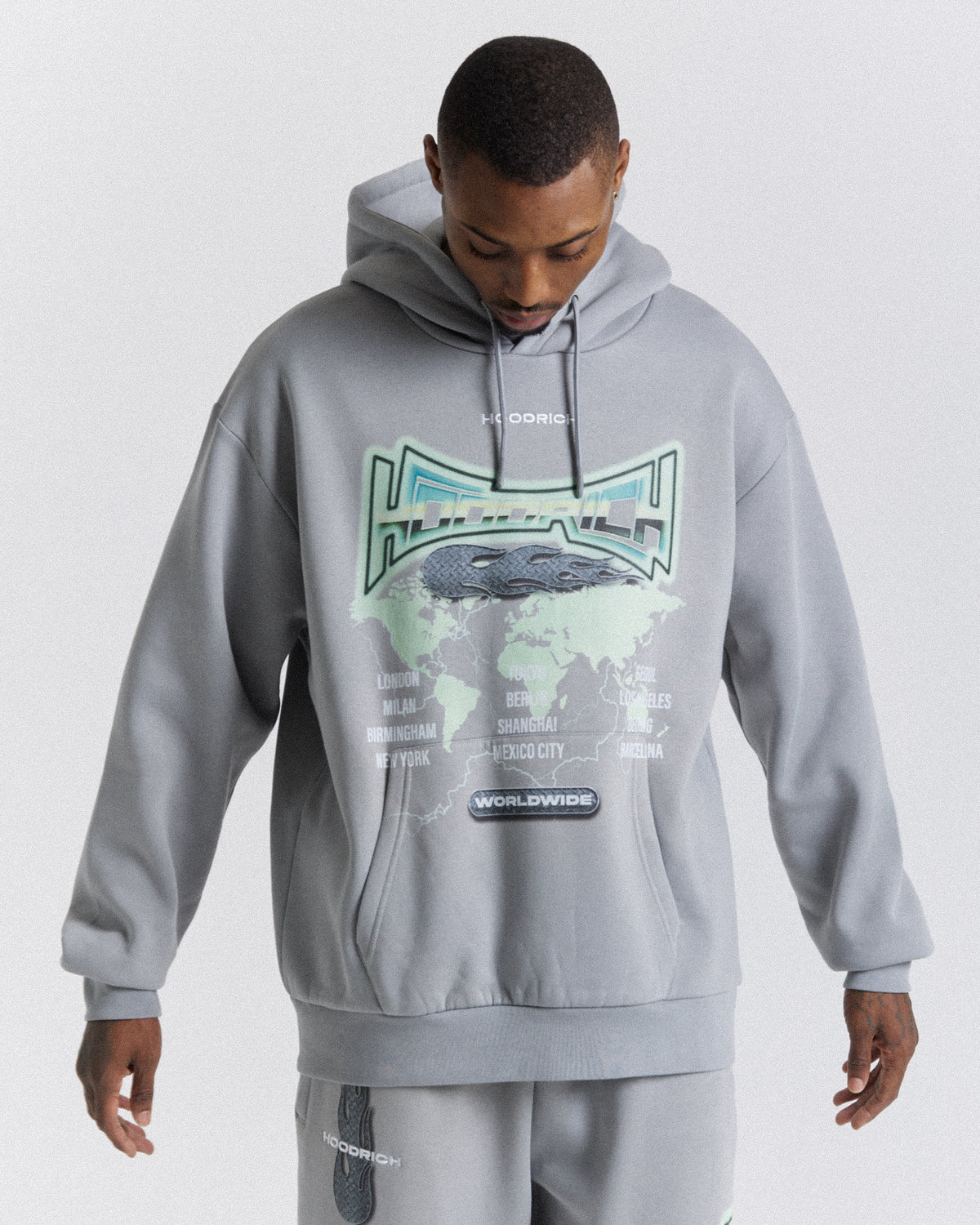 Felpa con cappuccio oversize mondiale - Grigio/Bianco/Verde