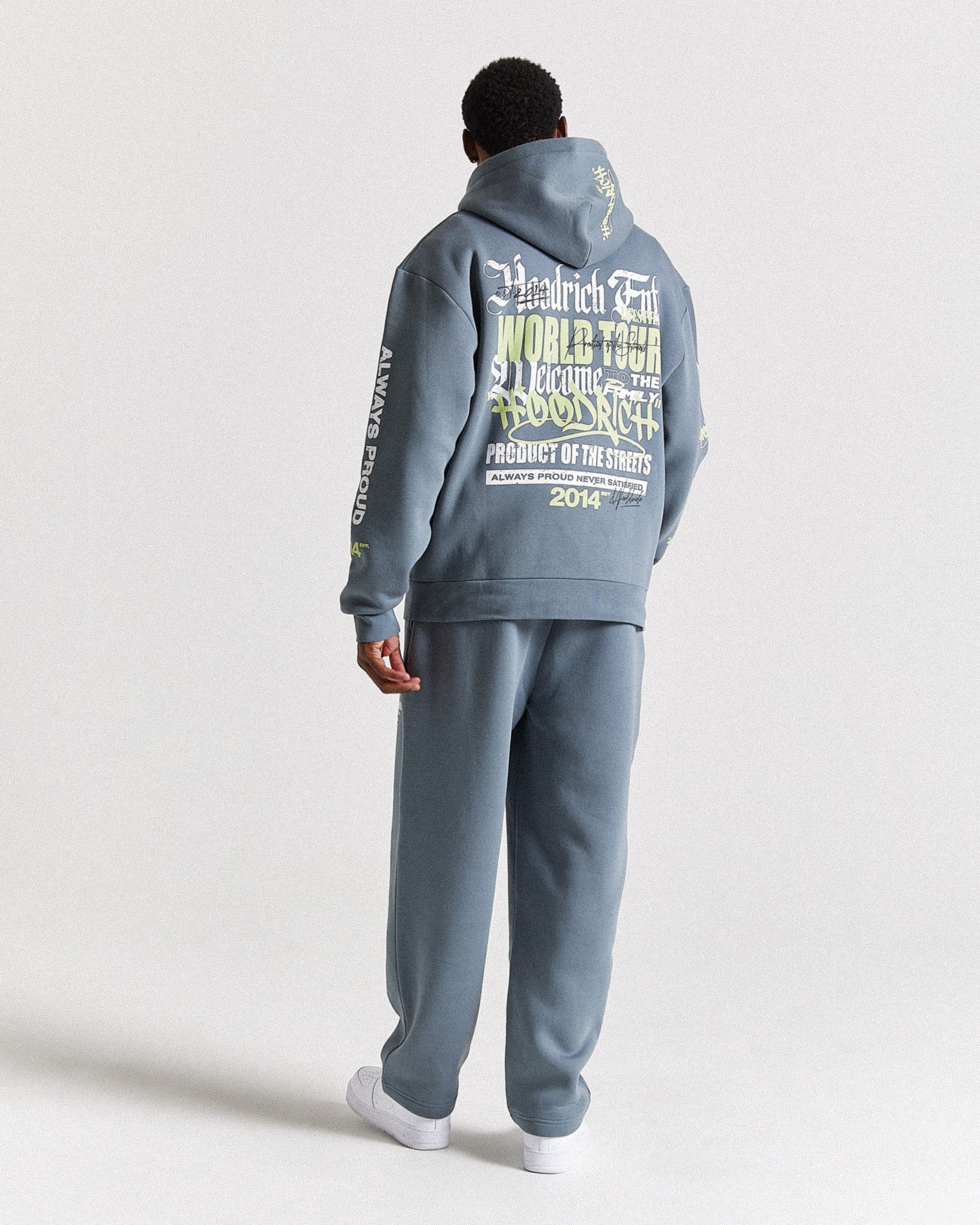 Felpa con cappuccio oversize Stamp Tour - Grigio/Bianco/Lime