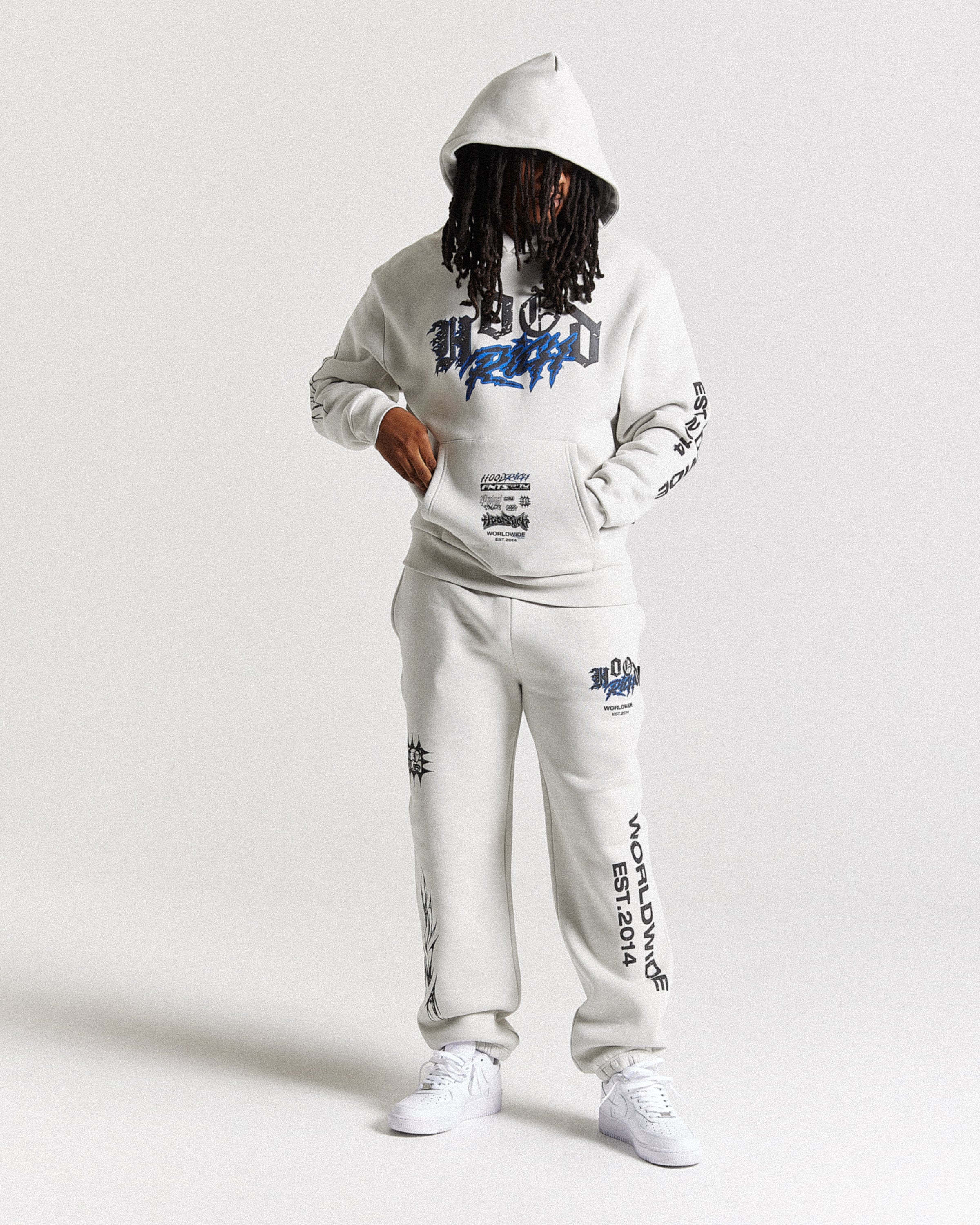 Pantaloni da jogging oversize Vertigo - Bianco sporco/Nero/Blu