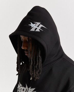 Triluxe Oversized Zip Through Hoodie - Black/White