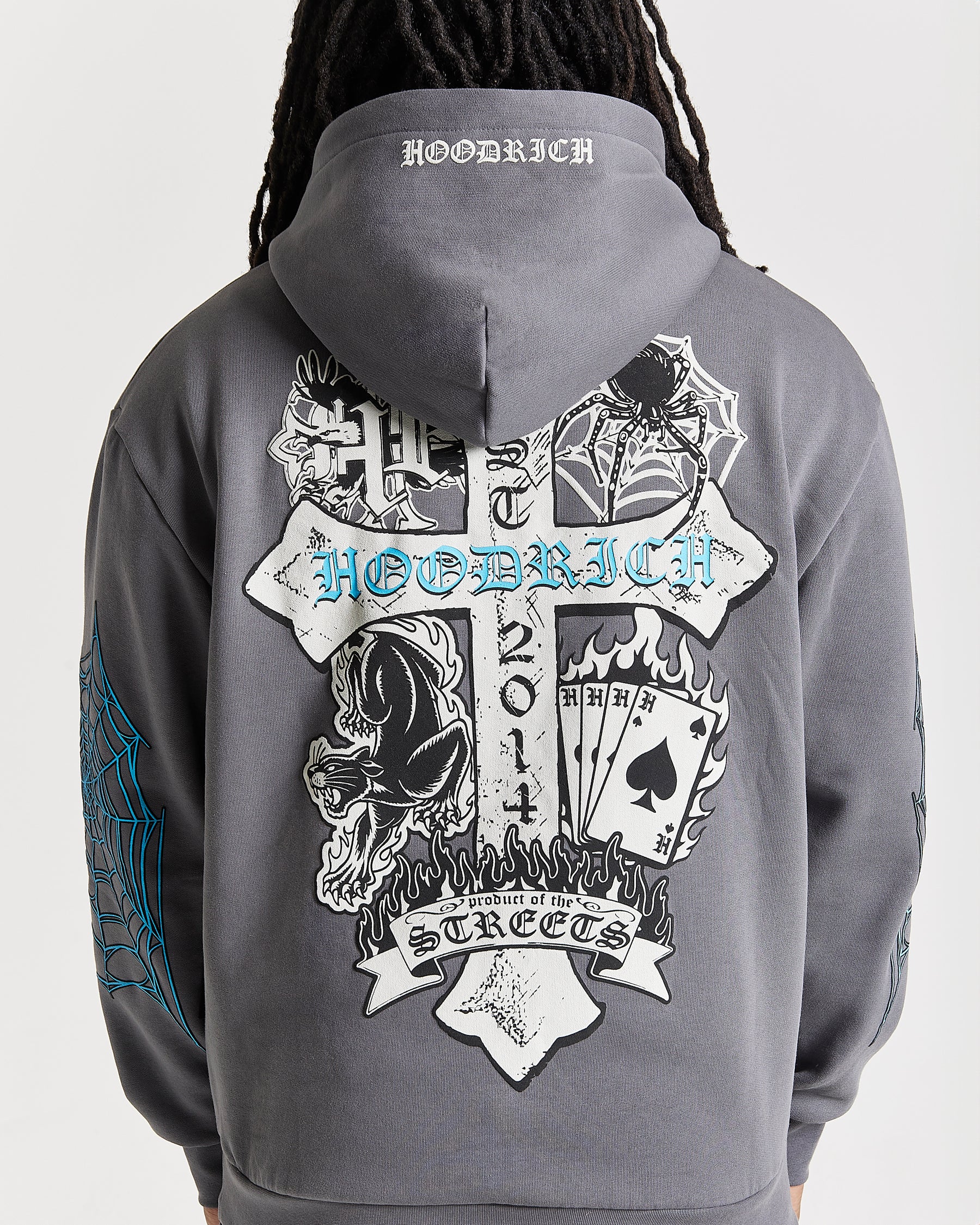Cross Oversized Hoodie - Grey/Blue