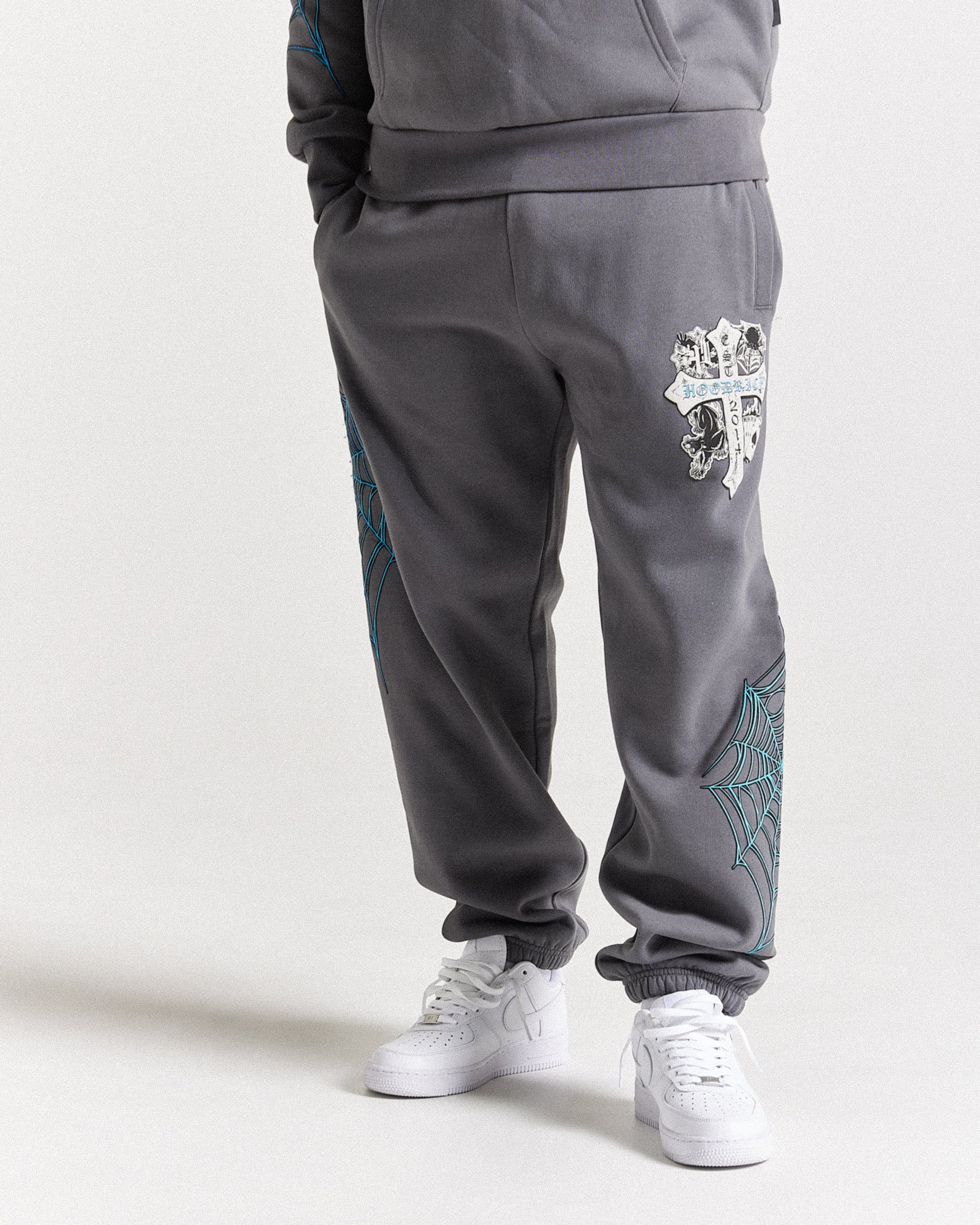 Pantaloni da jogging oversize incrociati - Grigio/Blu