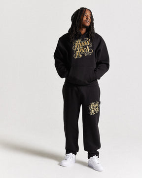 Script Oversized Hoodie - Black/Gold