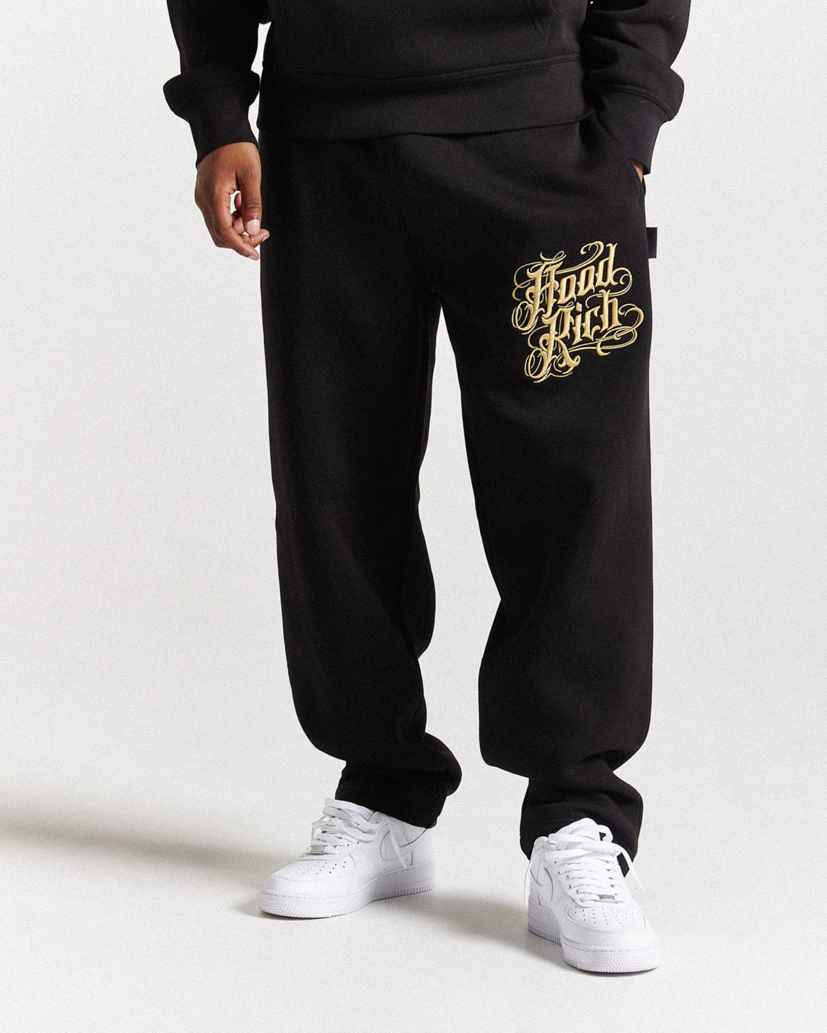 Jogger oversize con scritta - Nero/Oro