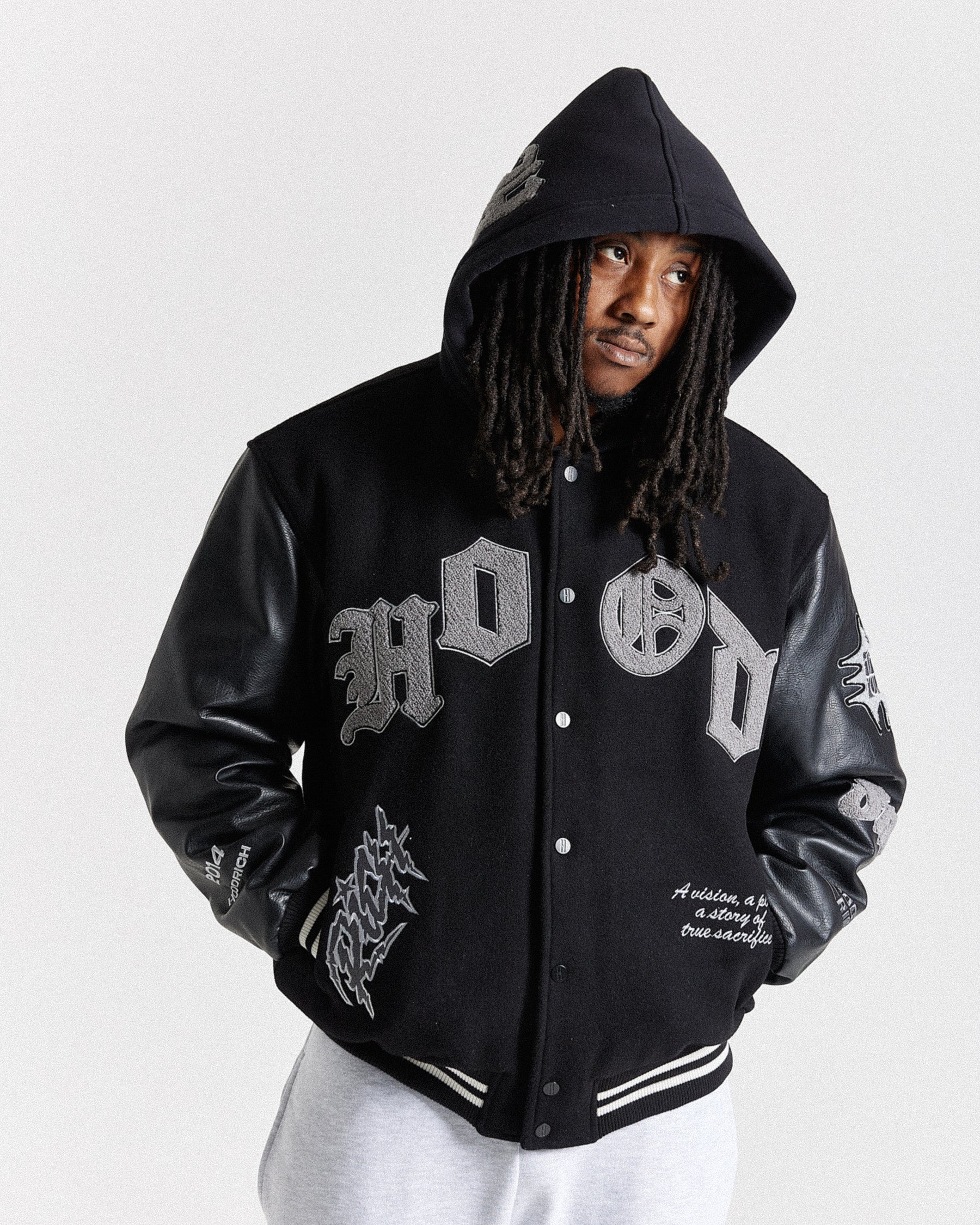 Vertigo Varsity Jacket - Black/Grey
