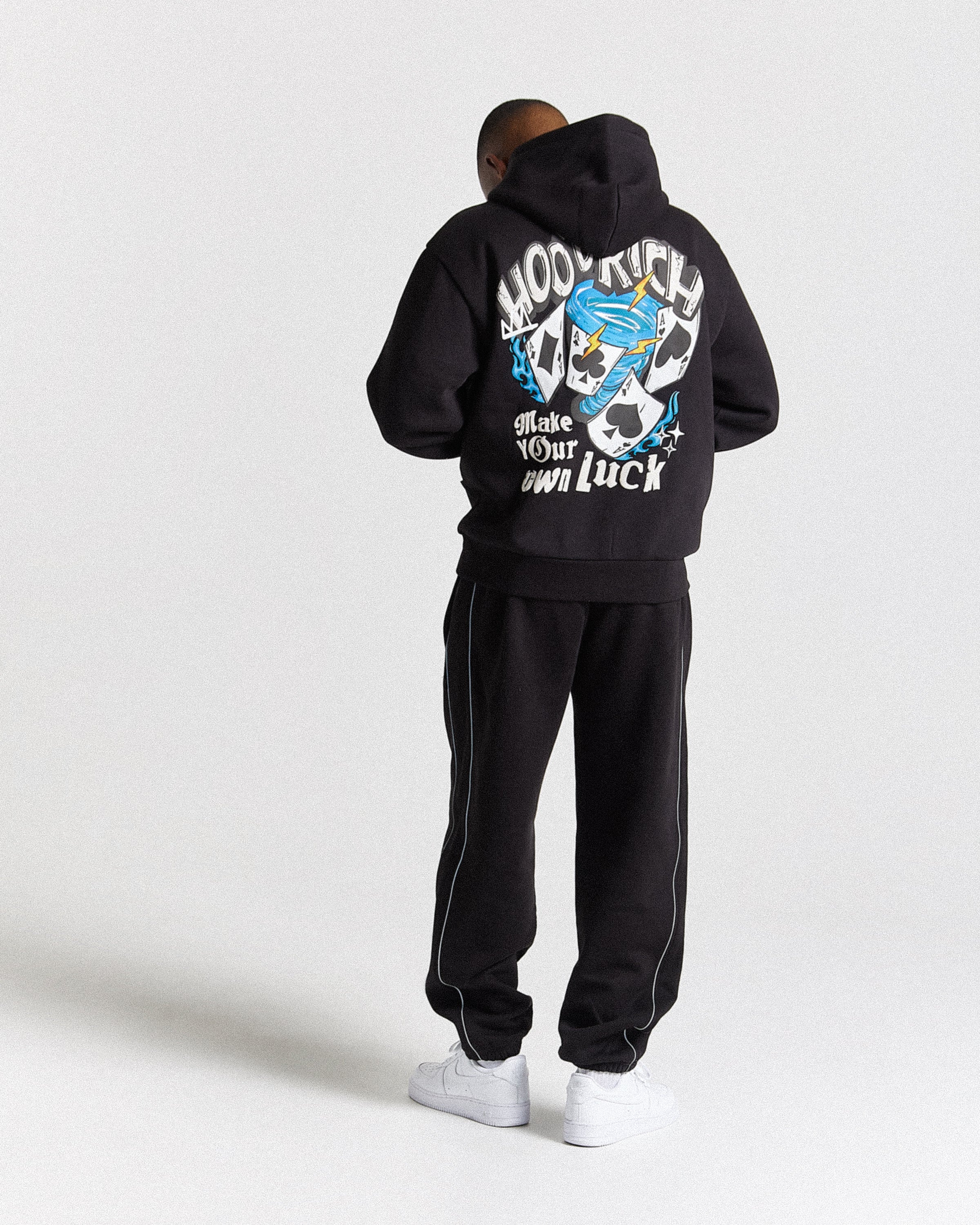 Felpa oversize con cappuccio Your Luck - Nero/Grigio/Blu