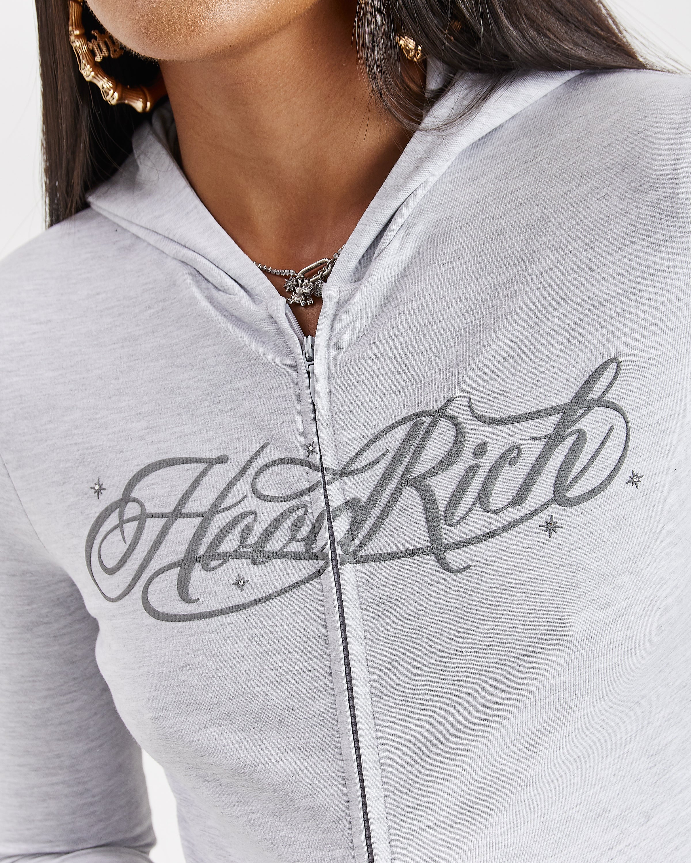 Solace Fitted Zip Top - Grigio chiaro