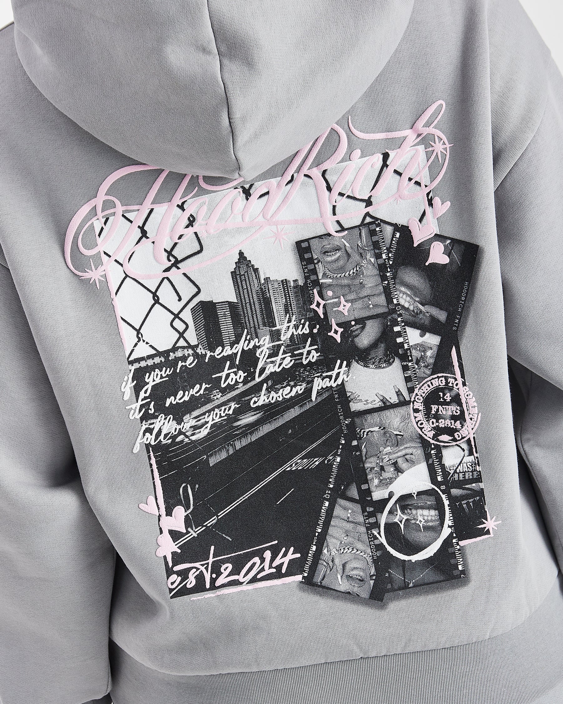 Vision Mid Length Hoodie - Grey/Pink/Black