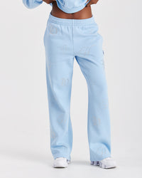Pantaloni da jogging a gamba larga Crystal - Azzurro/Strass