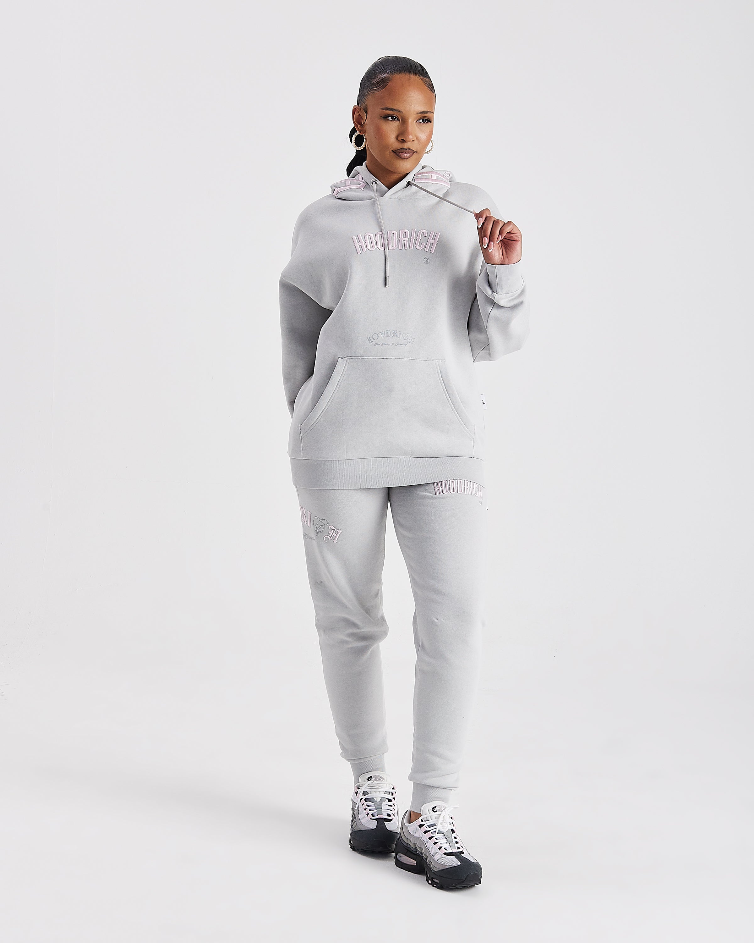 Felpa con cappuccio oversize Calor - Grigio chiaro/Rosa