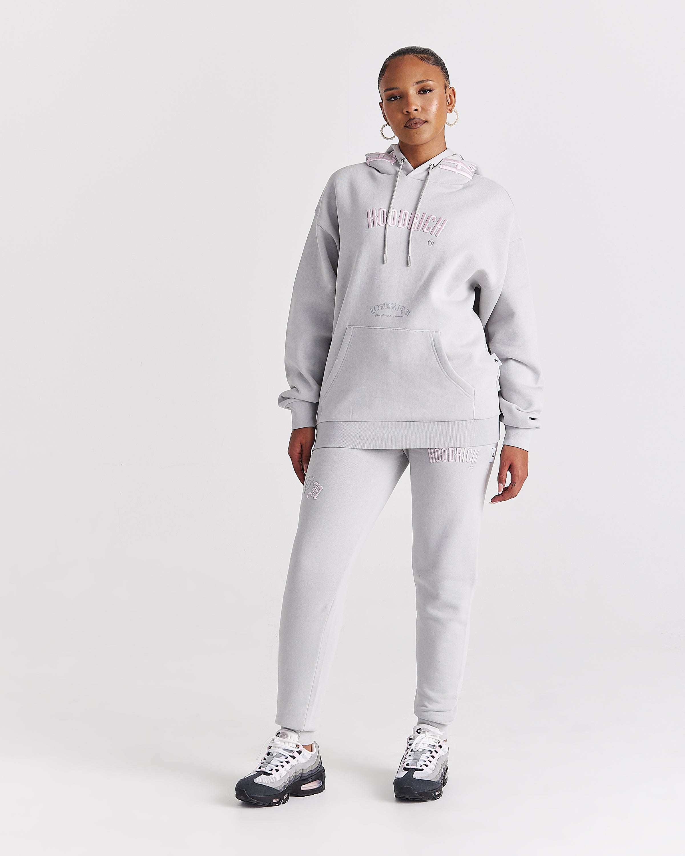 Felpa con cappuccio oversize Calor - Grigio chiaro/Rosa