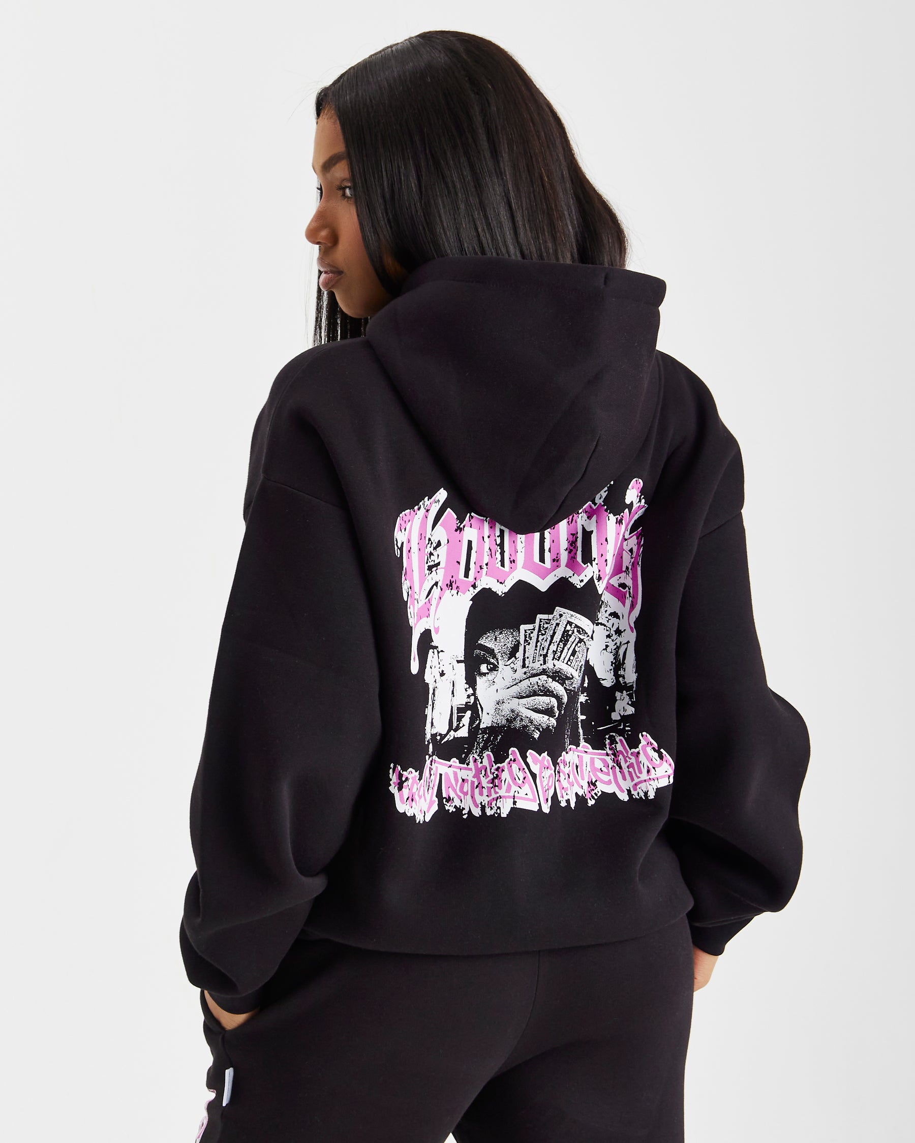 Sketch Money Hoodie - Black/White/Pink