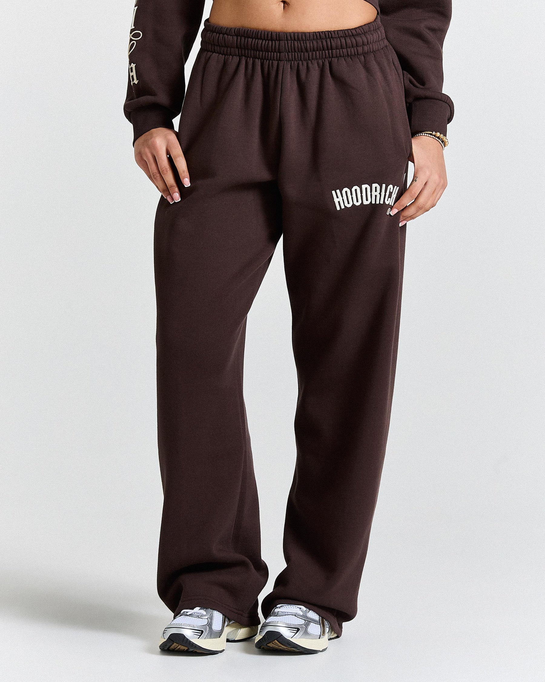 Calor Oversized Wide Leg Joggers - Brown/White