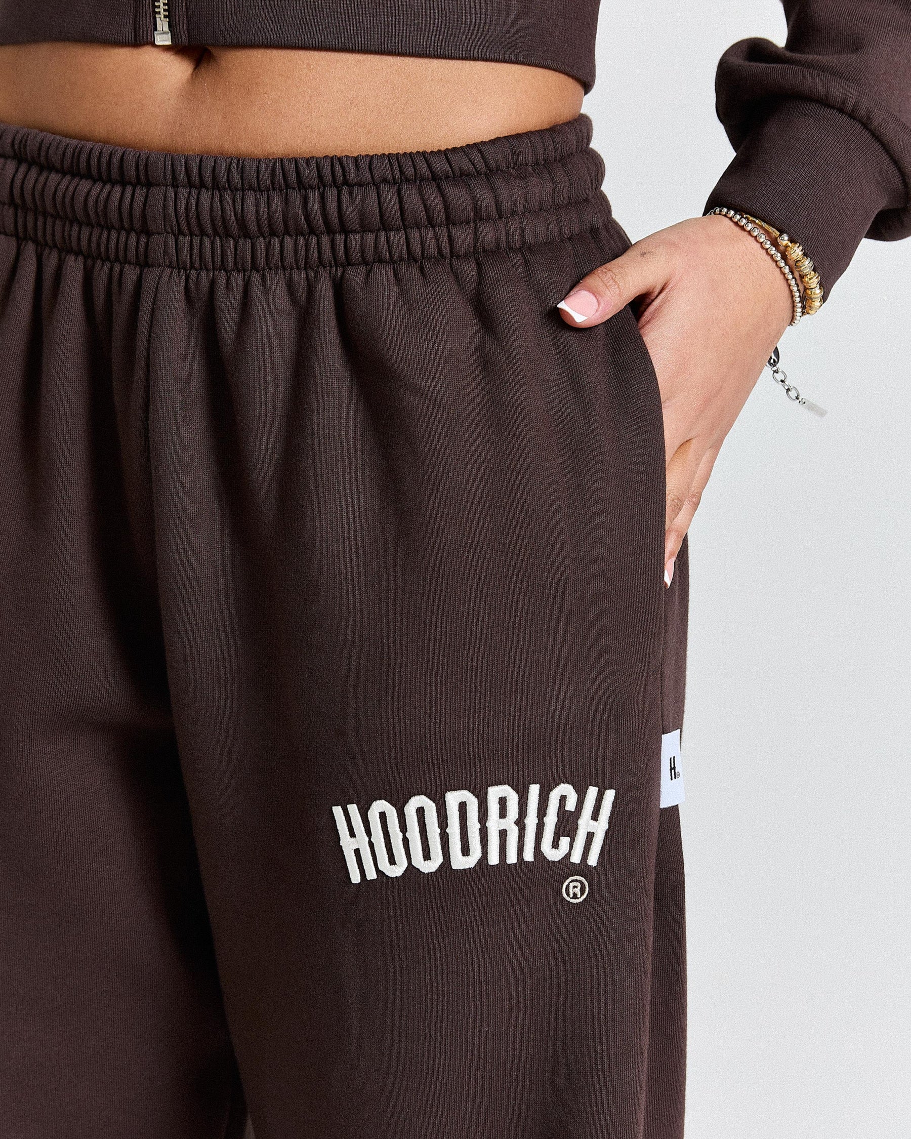 Calor Oversized Wide Leg Joggers - Brown/White