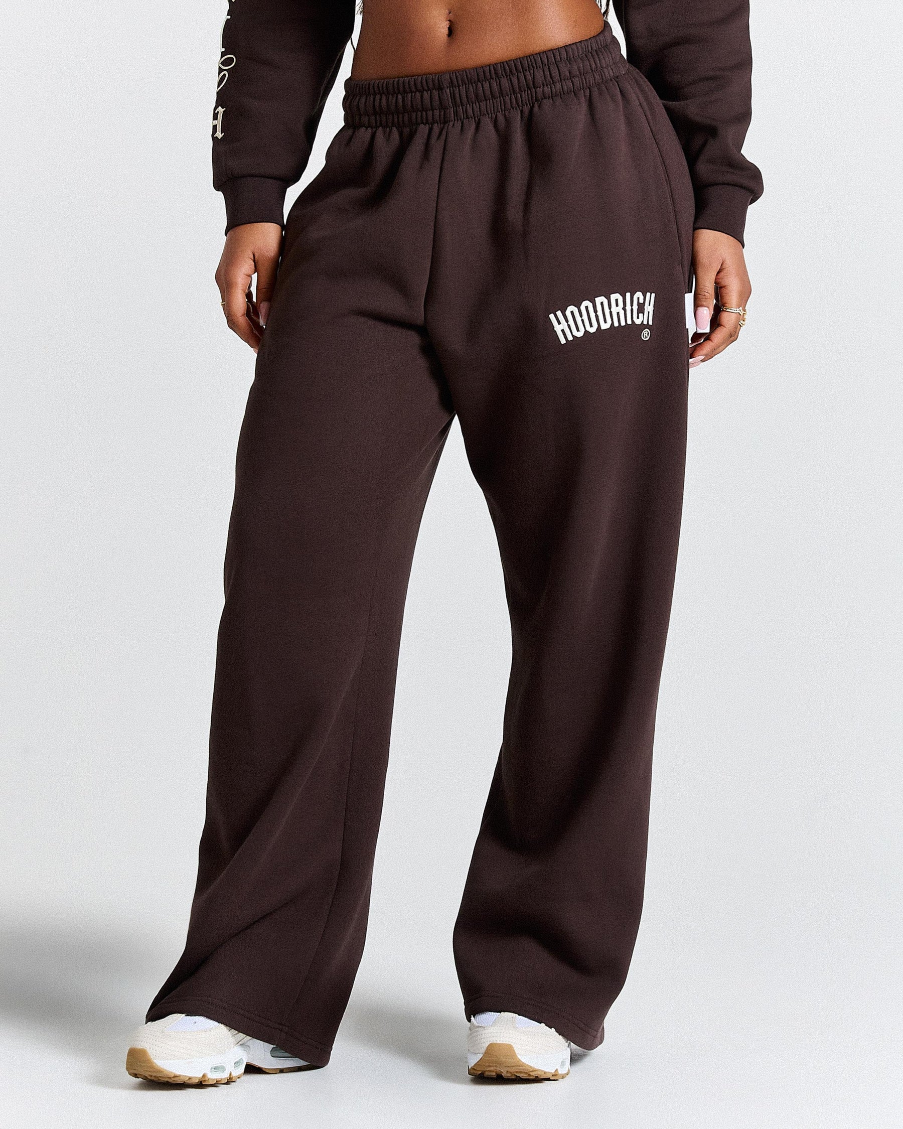 Calor Oversized Wide Leg Joggers - Brown/White