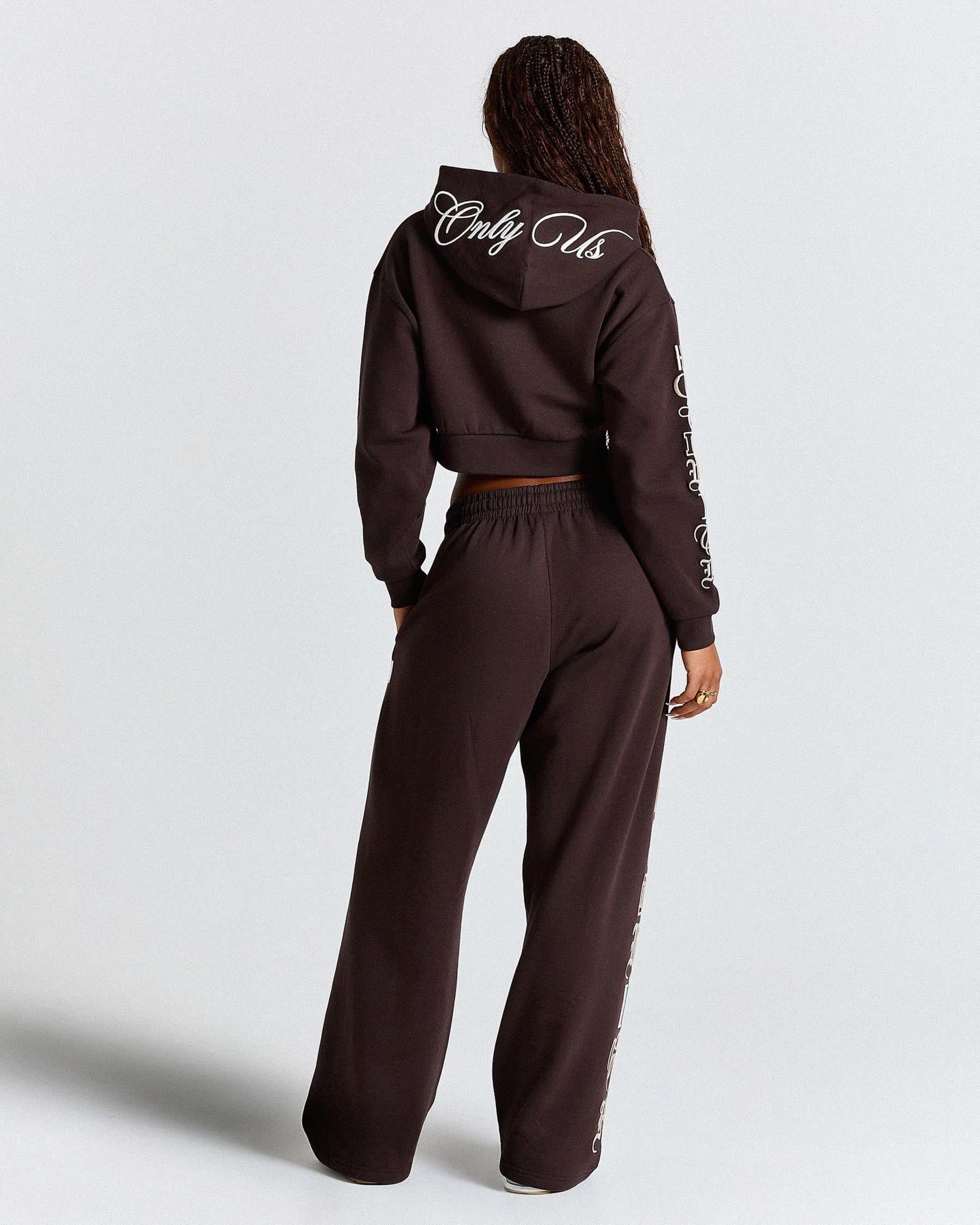 Calor Oversized Wide Leg Joggers - Brown/White