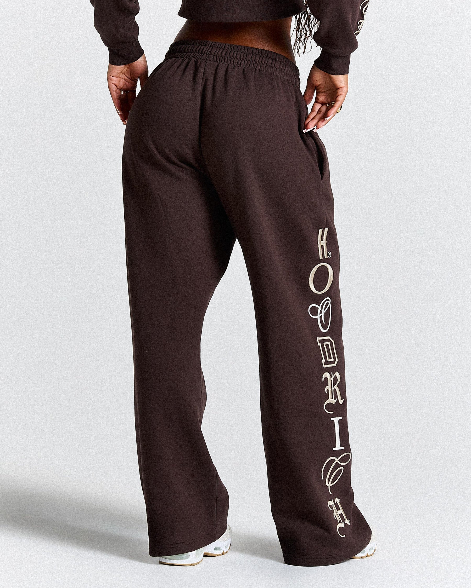 Calor Oversized Wide Leg Joggers - Brown/White