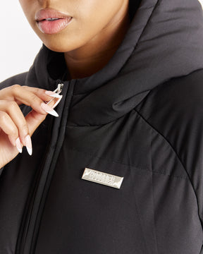 Lara Puffer Jacket - Black/Sliver