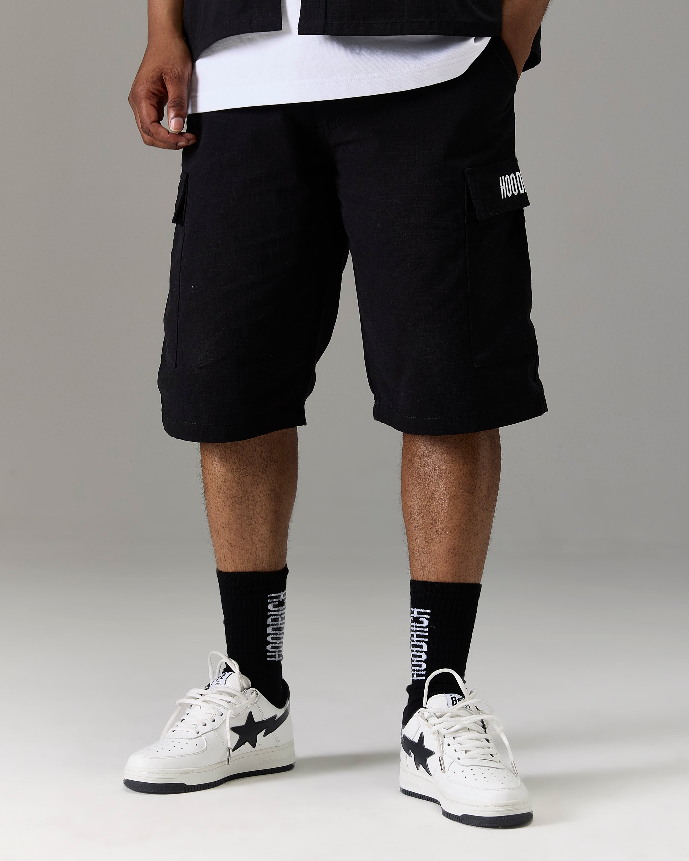 Pantaloncini cargo ripstop Winner's Circle - Nero/Bianco