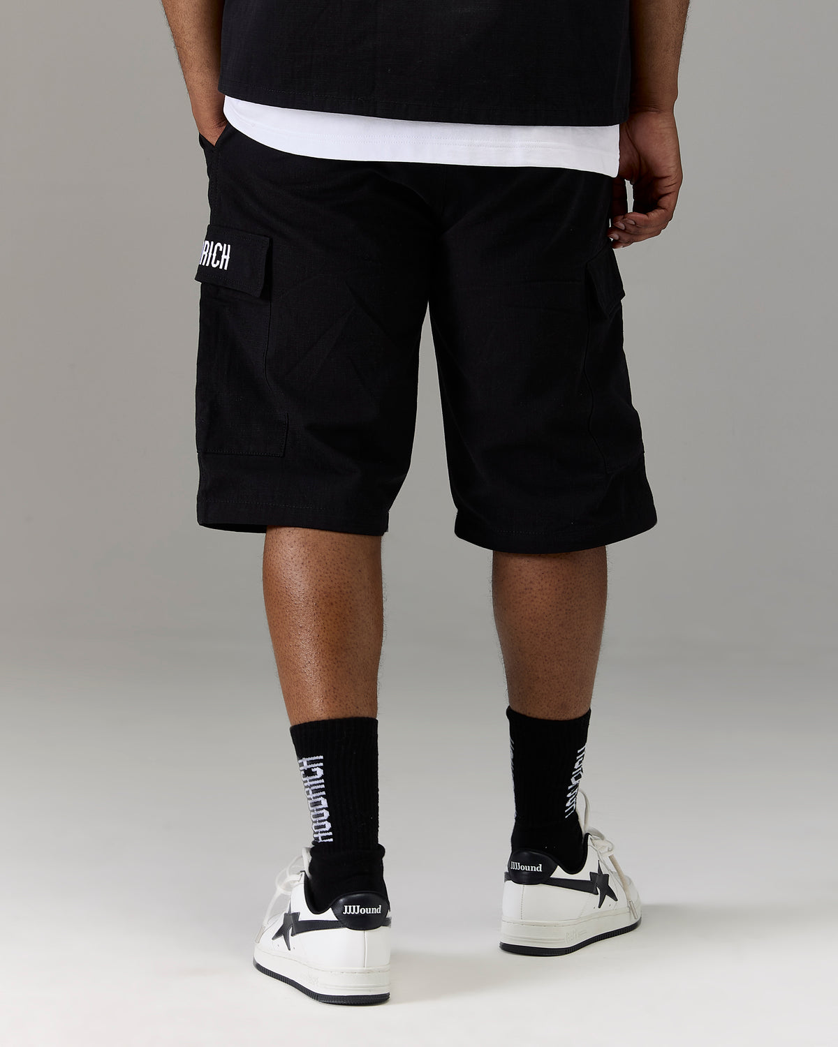 Pantaloncini cargo ripstop Winner's Circle - Nero/Bianco
