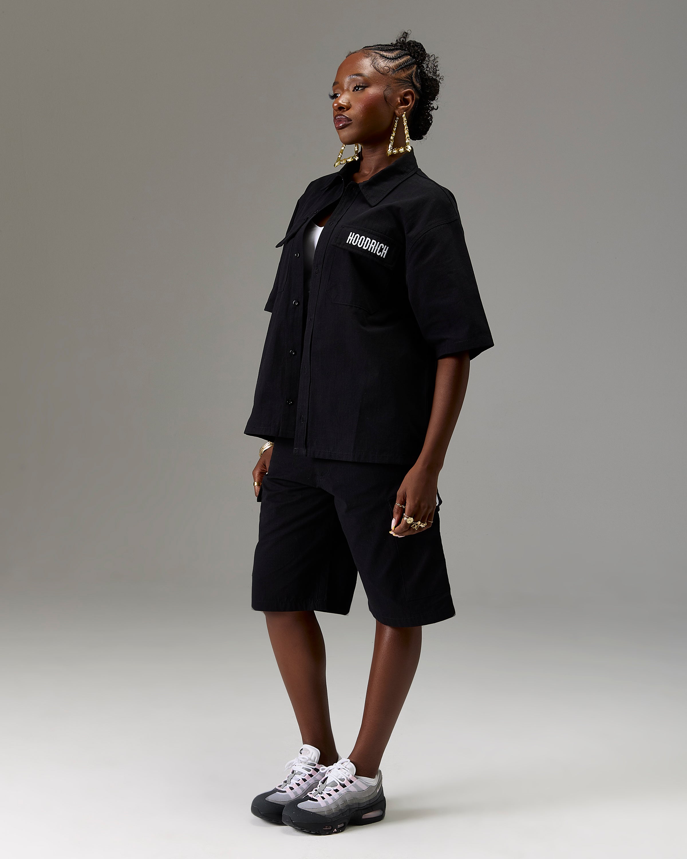 Camicia Ripstop Winner's Circle - Nero/Bianco