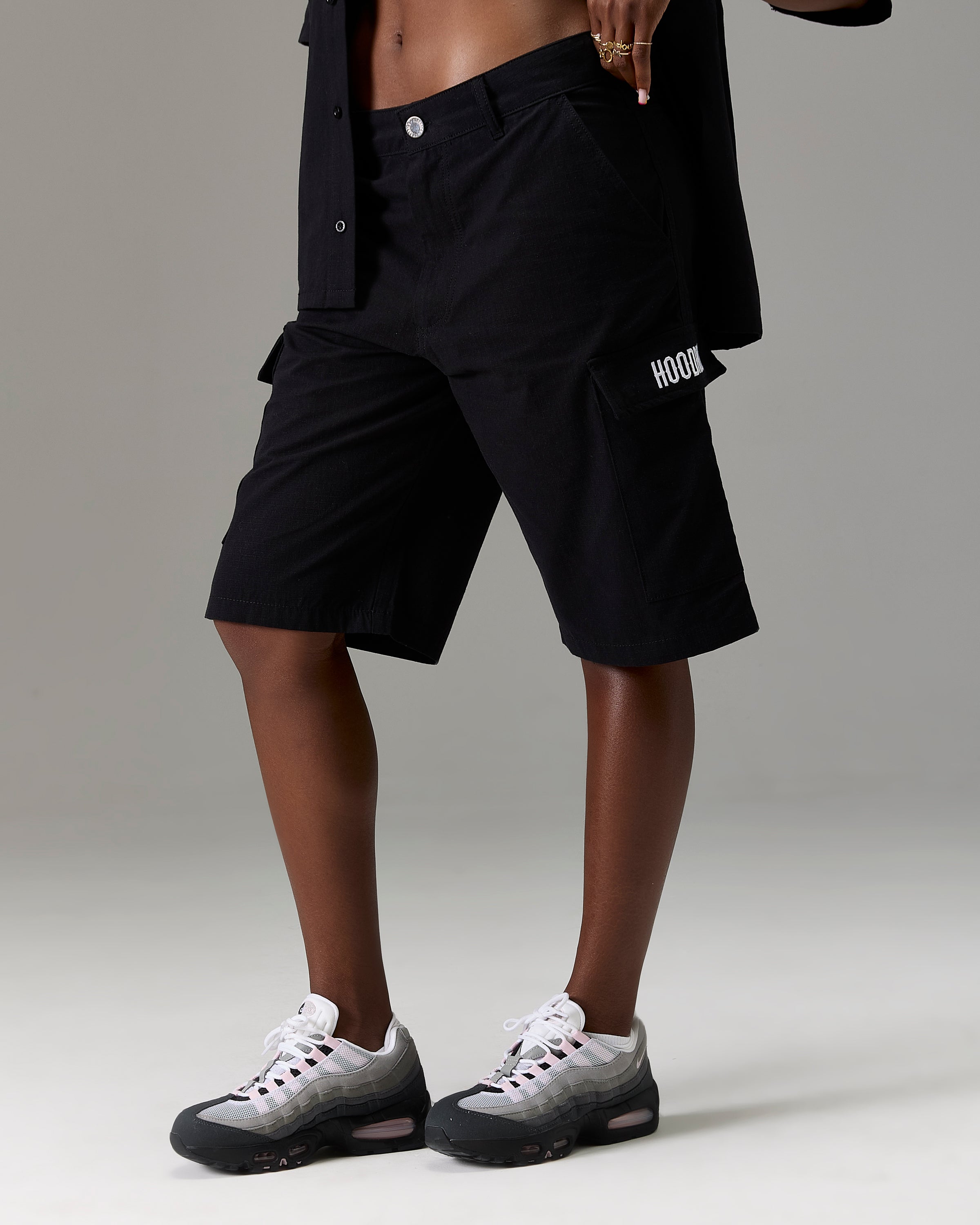 Pantaloncini cargo ripstop Winner's Circle - Nero/Bianco