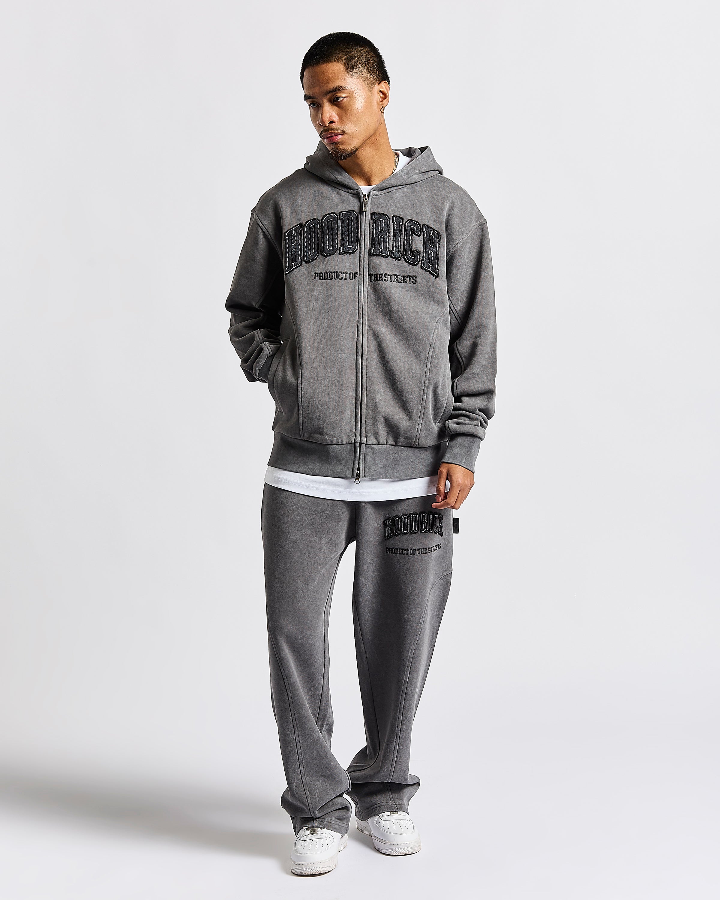 Pantaloni da jogging oversize a gamba larga Cursed - Grigio lavaggio/Nero