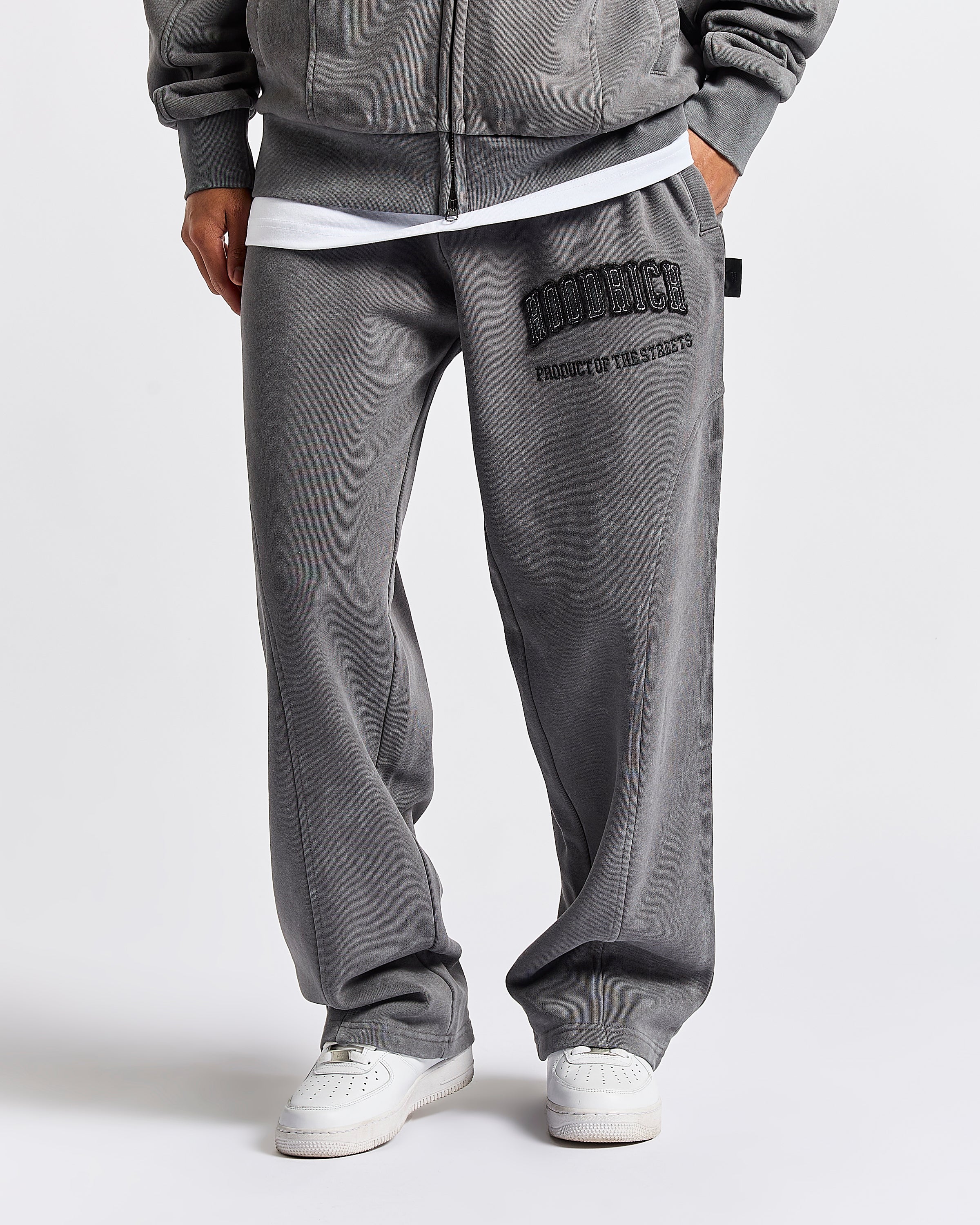 Pantaloni da jogging oversize a gamba larga Cursed - Grigio lavaggio/Nero
