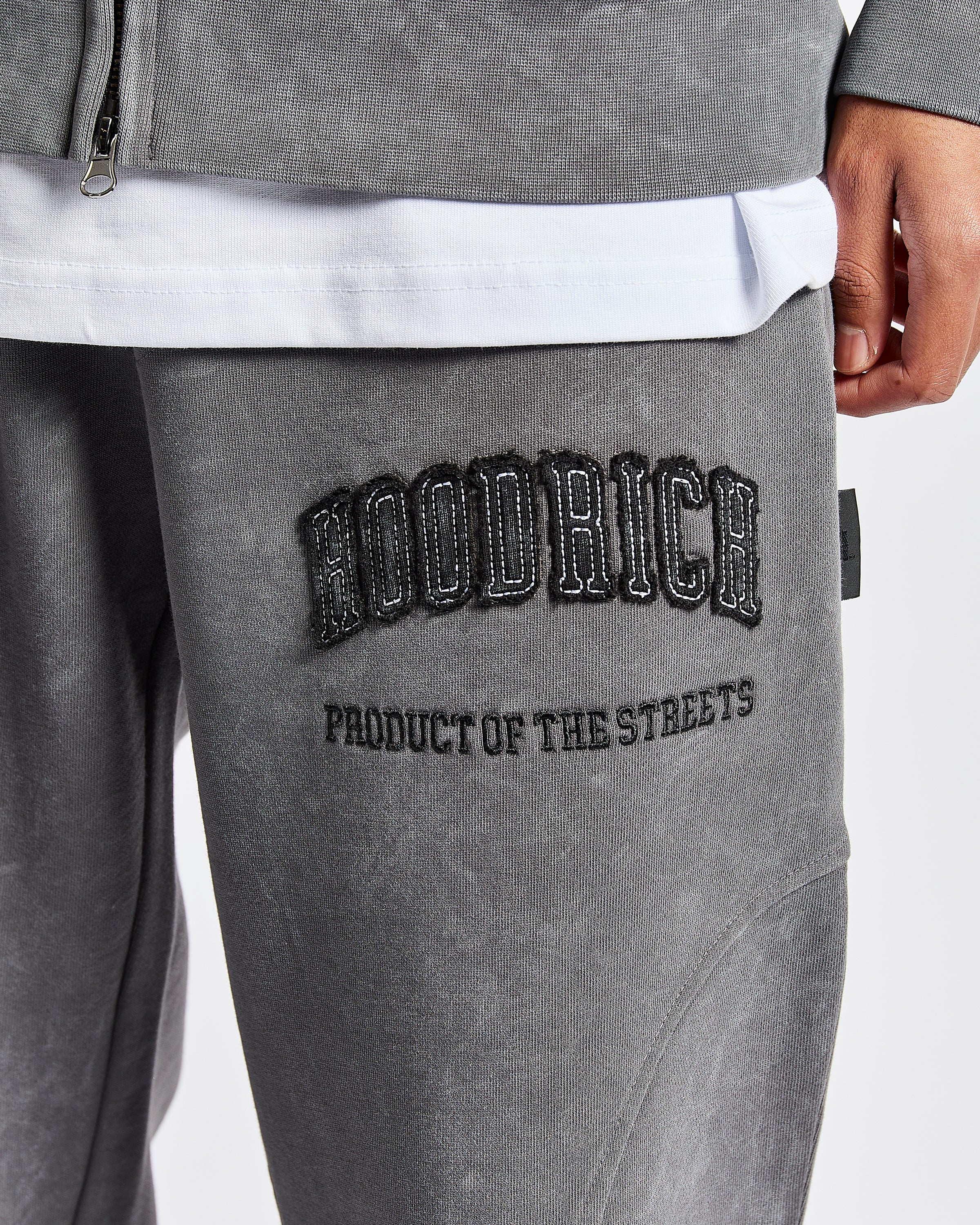 Pantaloni da jogging oversize a gamba larga Cursed - Grigio lavaggio/Nero