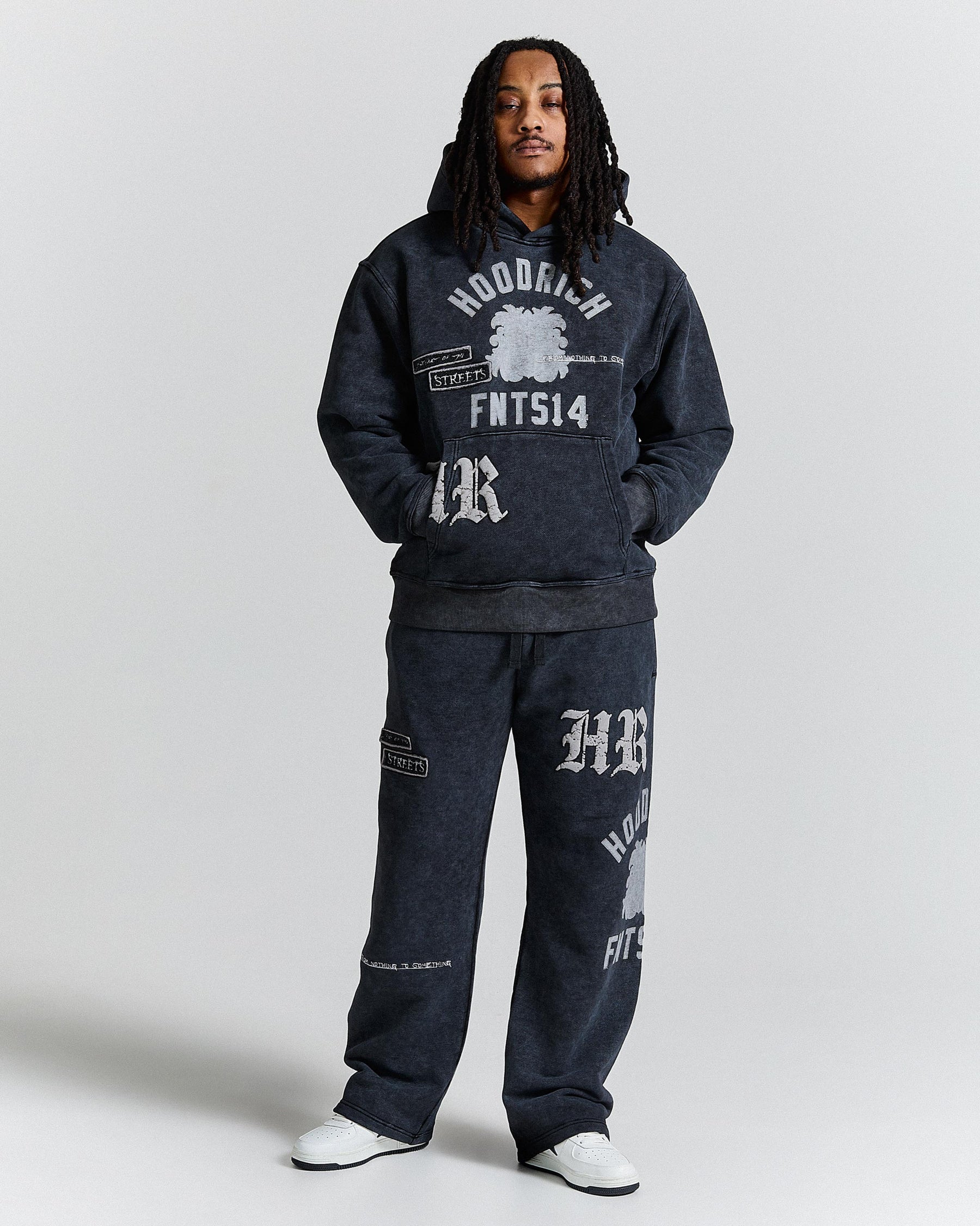 The Winner's Circle Cipher Oversized Open Hem Joggers - Black Wash