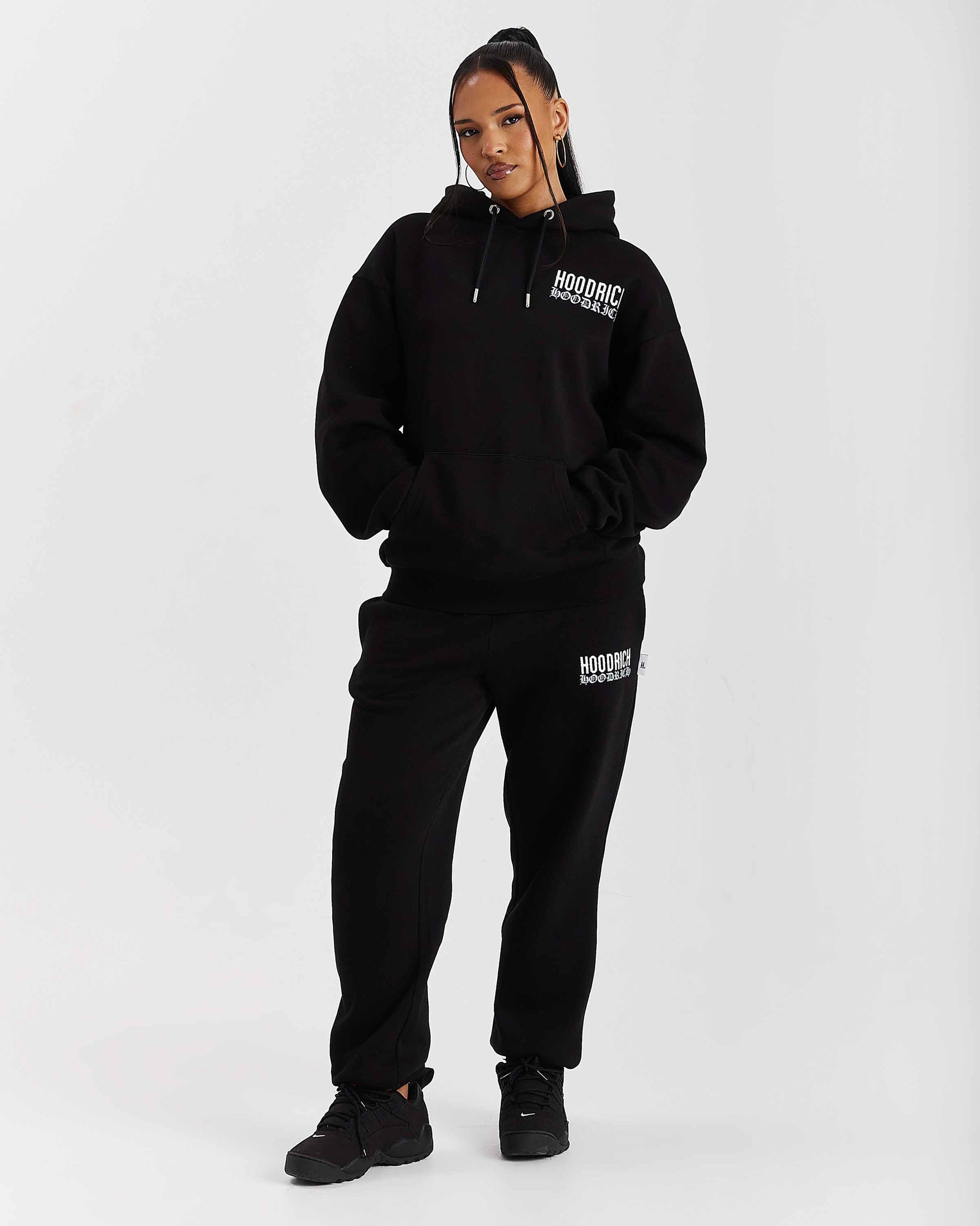 Felpa con cappuccio oversize Flex - Nero/Bianco