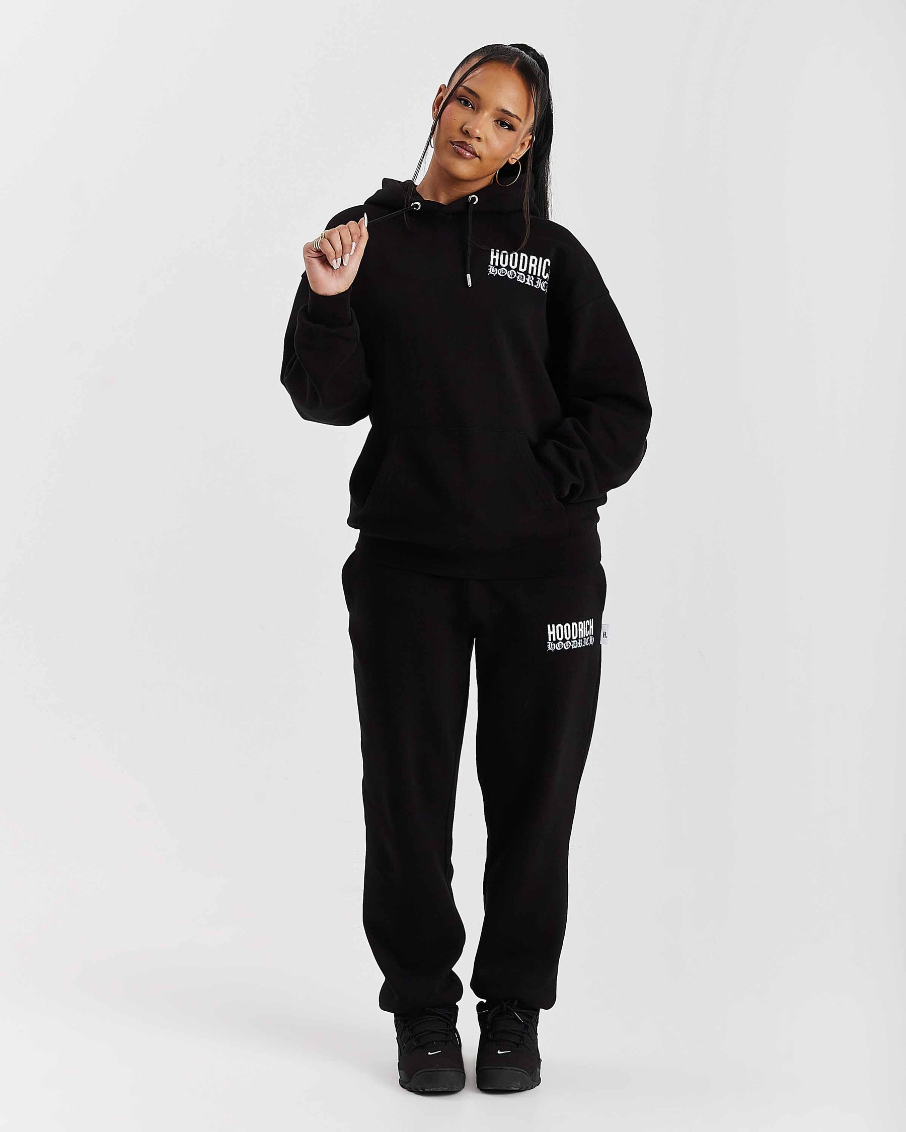 Felpa con cappuccio oversize Flex - Nero/Bianco