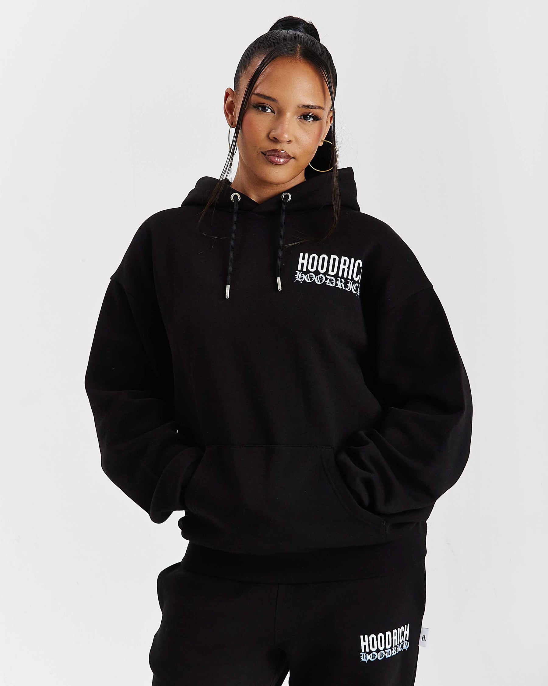 Felpa con cappuccio oversize Flex - Nero/Bianco