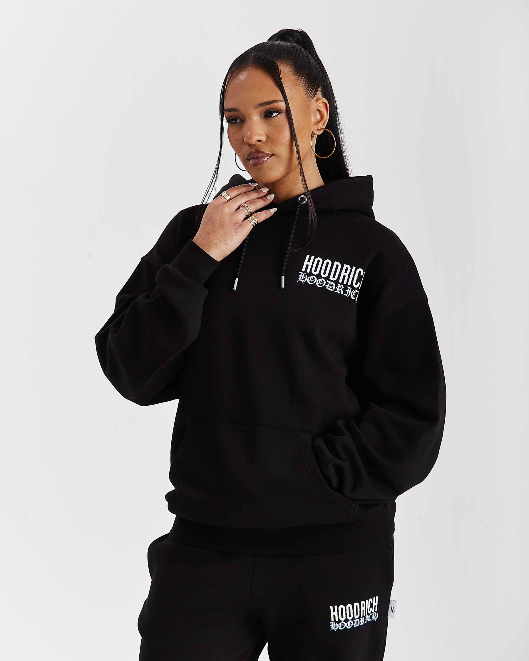 Felpa con cappuccio oversize Flex - Nero/Bianco