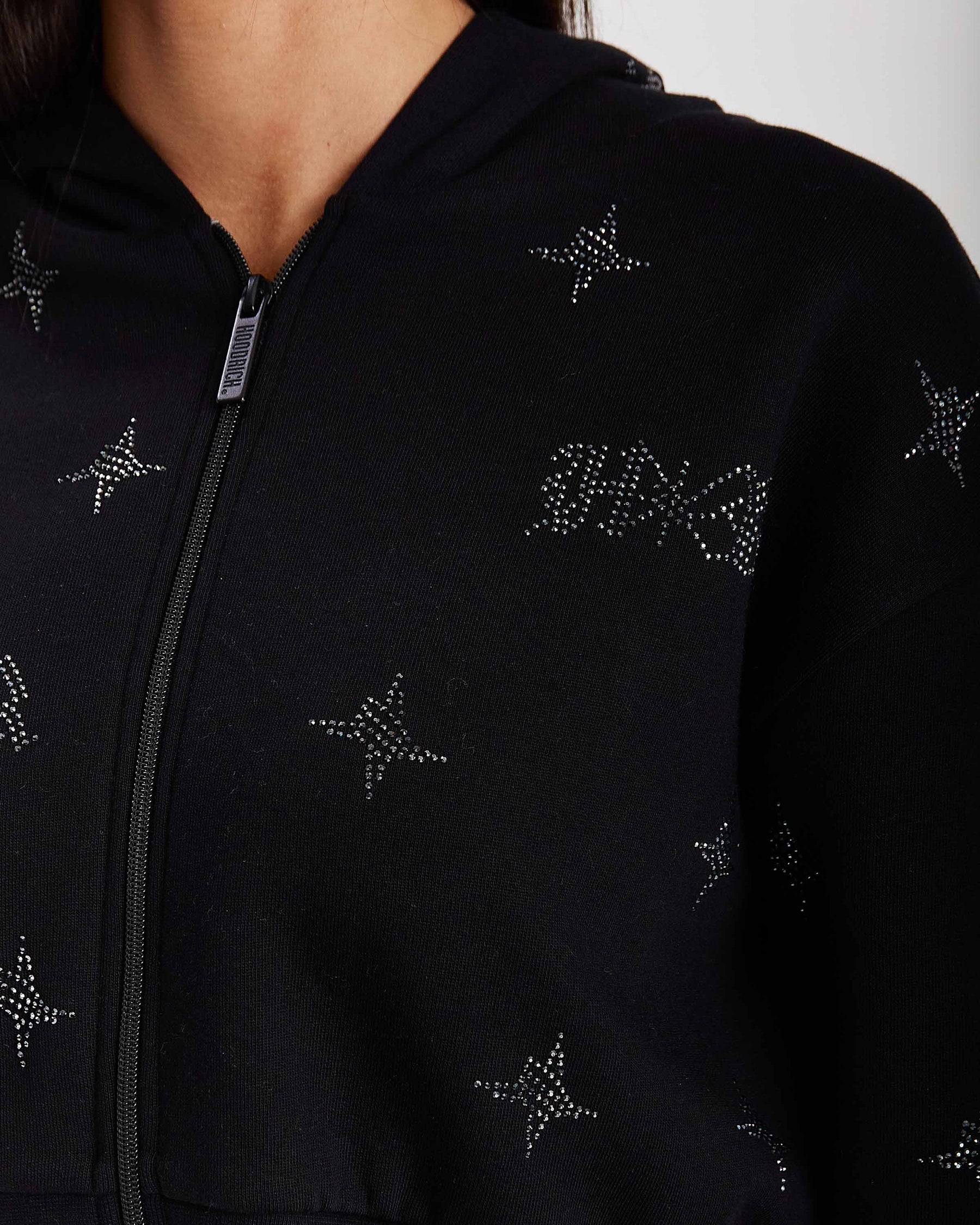 Felpa con cappuccio e zip corta Razor - Nero/Argento