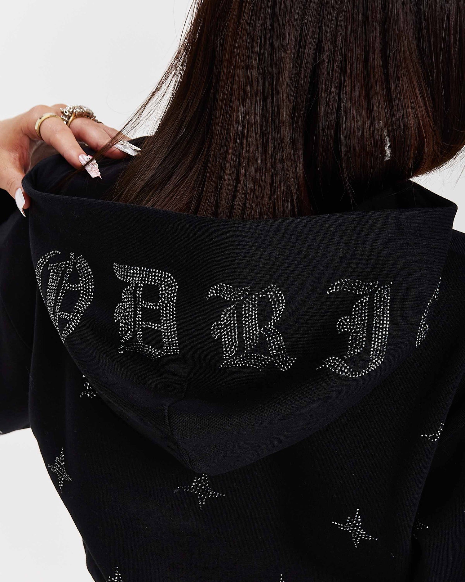 Felpa con cappuccio e zip corta Razor - Nero/Argento