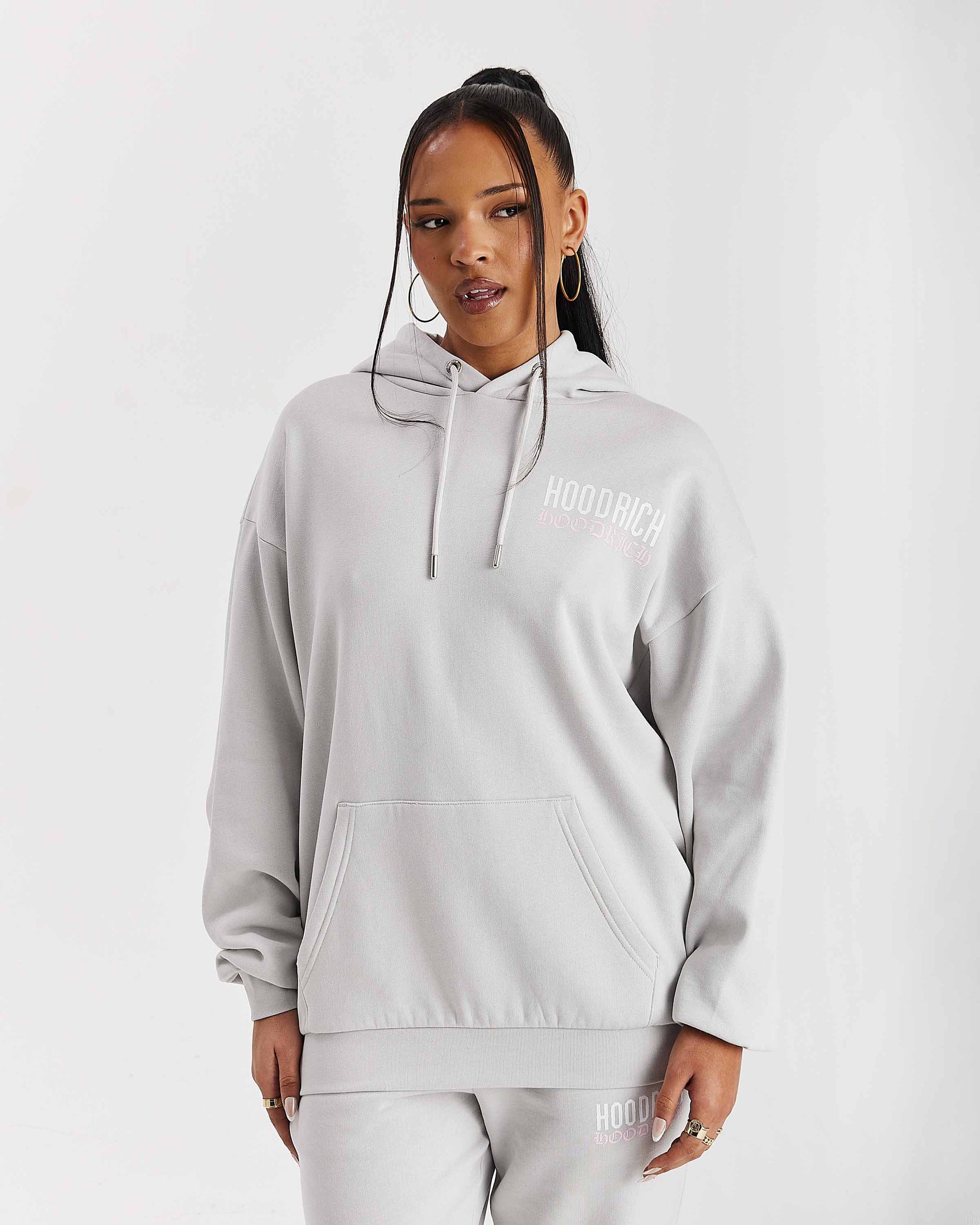 Felpa con cappuccio oversize Flex - Grigio/Bianco/Rosa