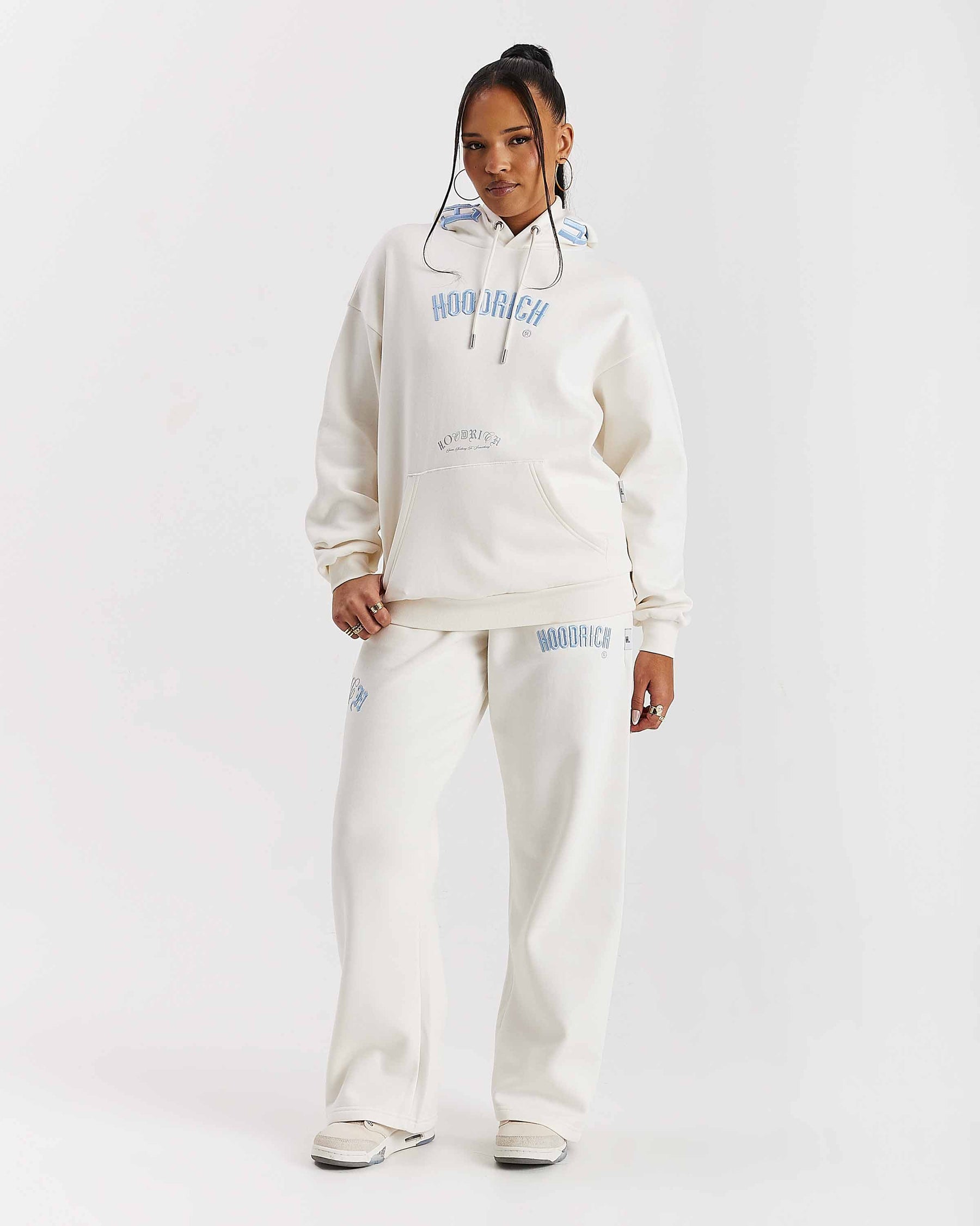Felpa con cappuccio oversize Calor - Bianco sporco/Blu