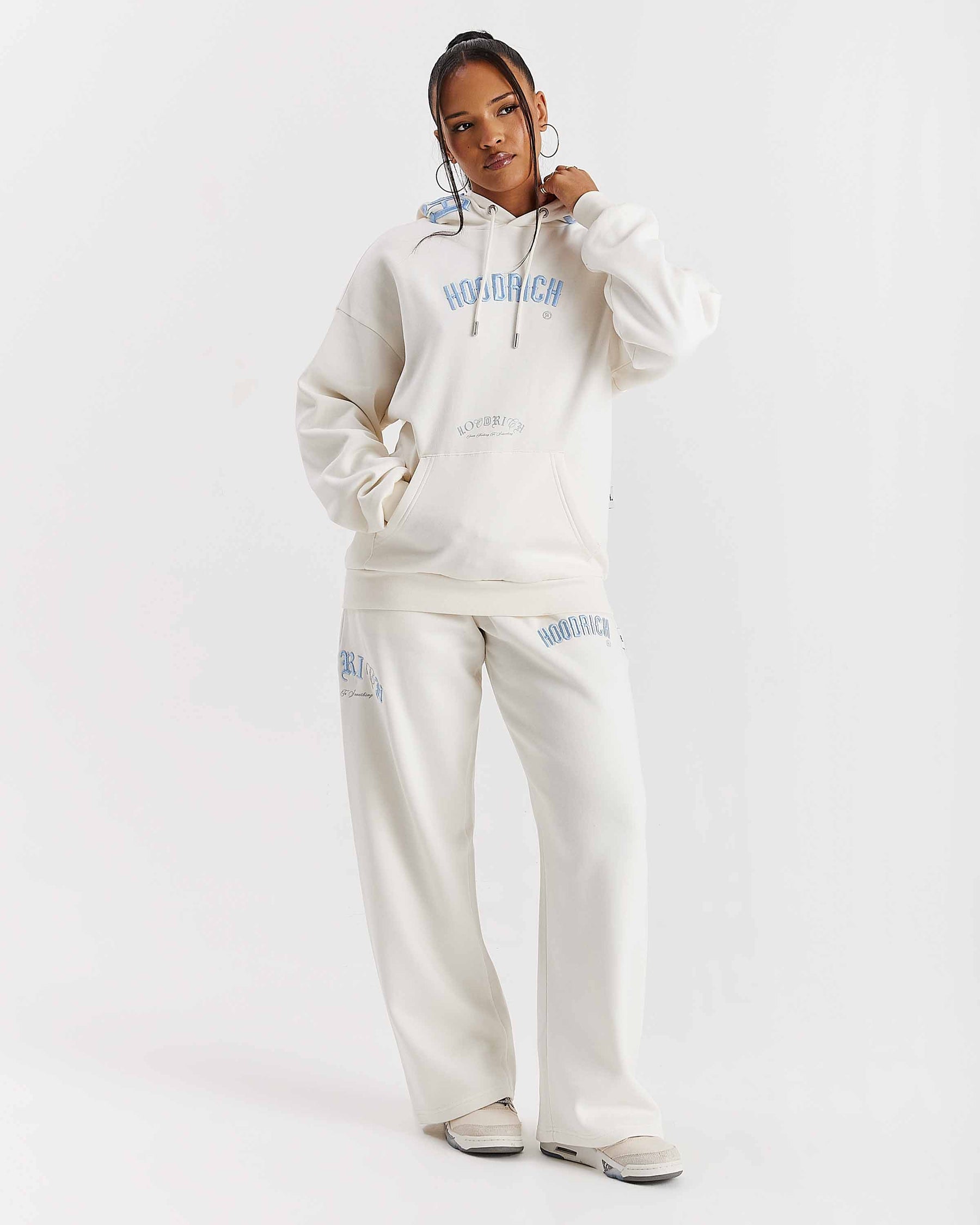 Felpa con cappuccio oversize Calor - Bianco sporco/Blu