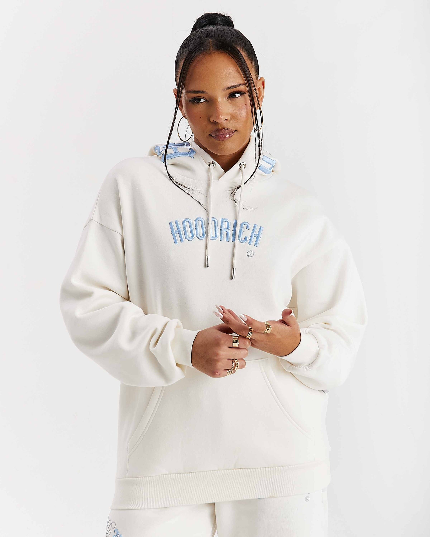Felpa con cappuccio oversize Calor - Bianco sporco/Blu