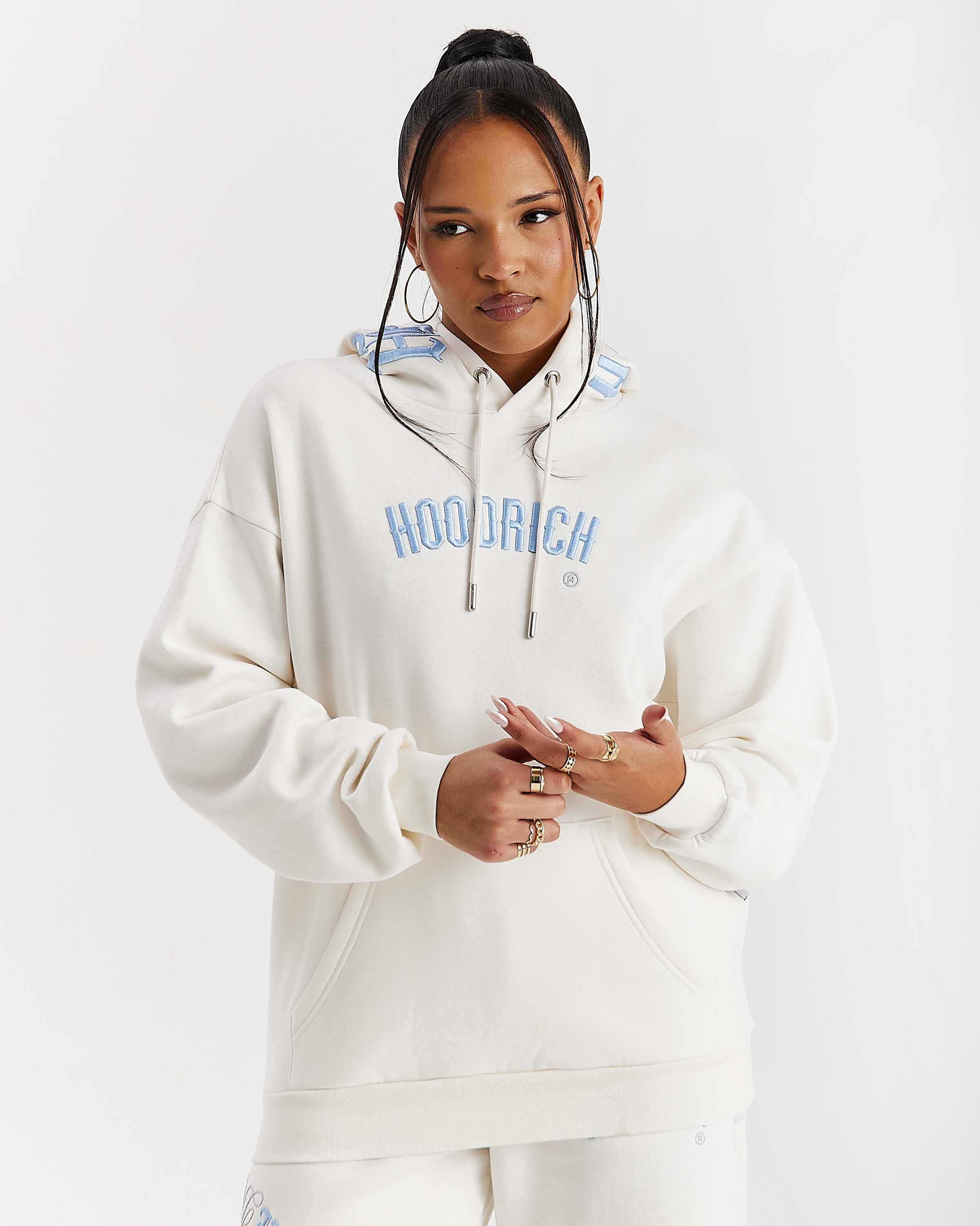 Felpa con cappuccio oversize Calor - Bianco sporco/Blu
