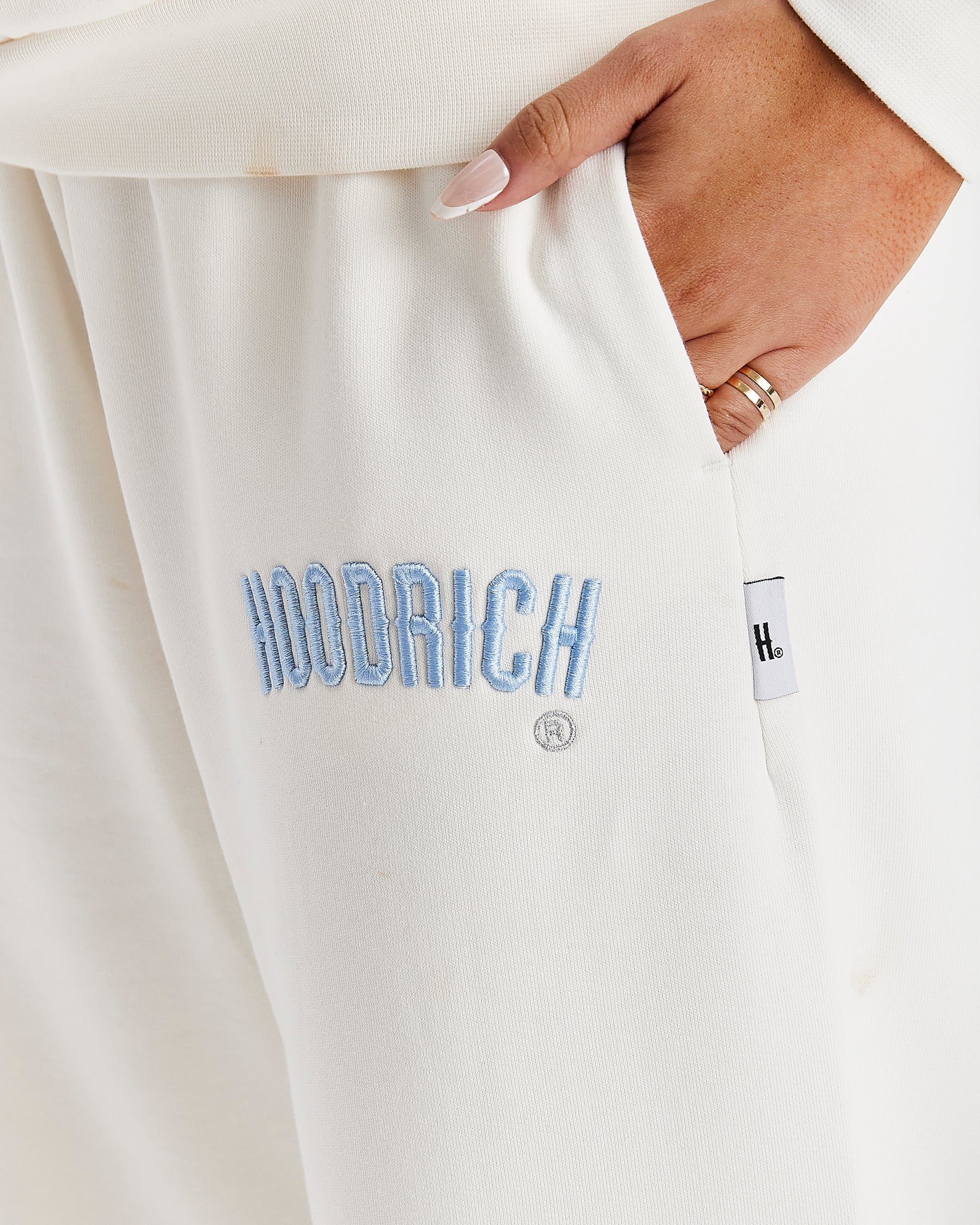 Pantaloni da jogging a gamba larga oversize Calor - Bianco sporco/Blu