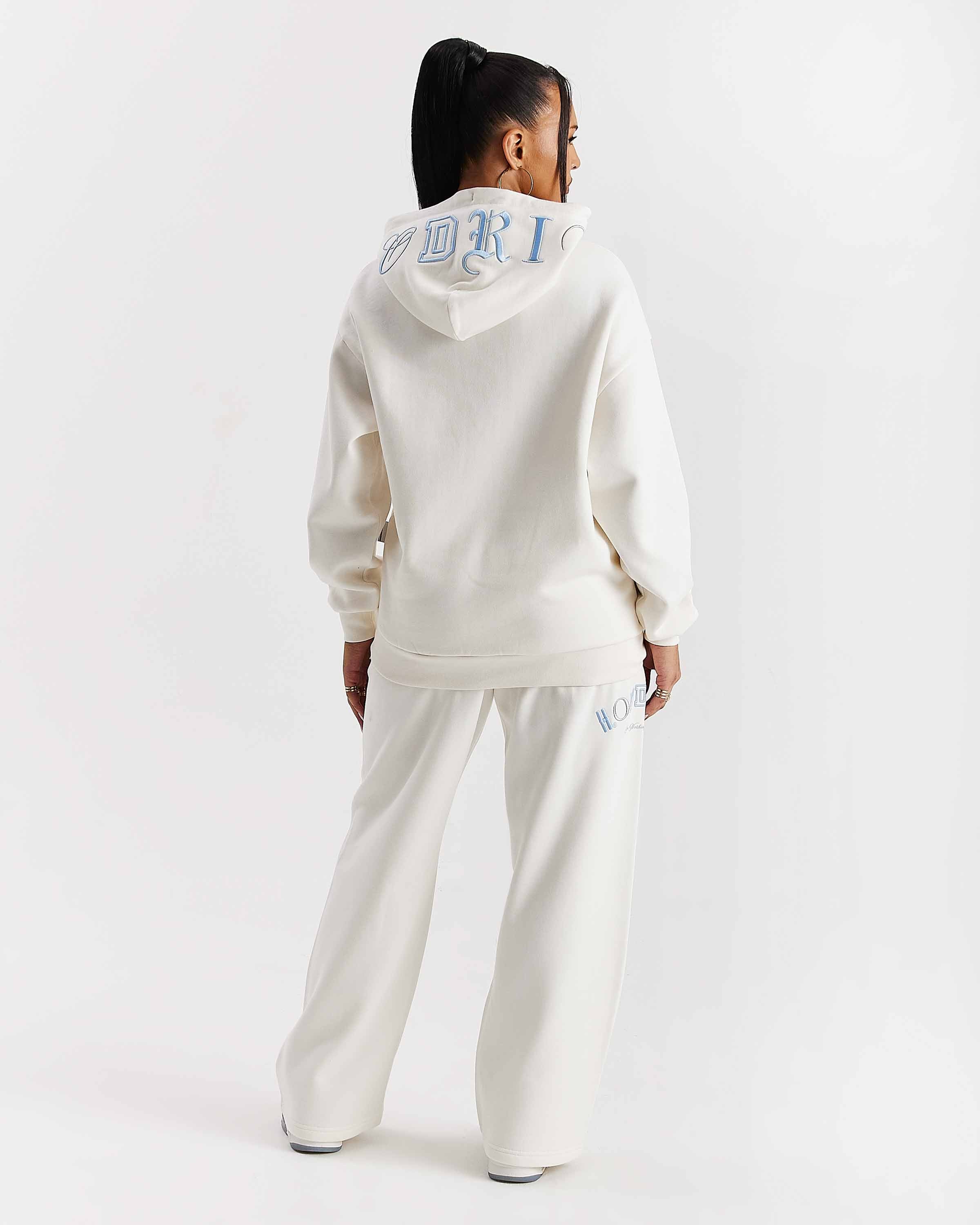 Felpa con cappuccio oversize Calor - Bianco sporco/Blu