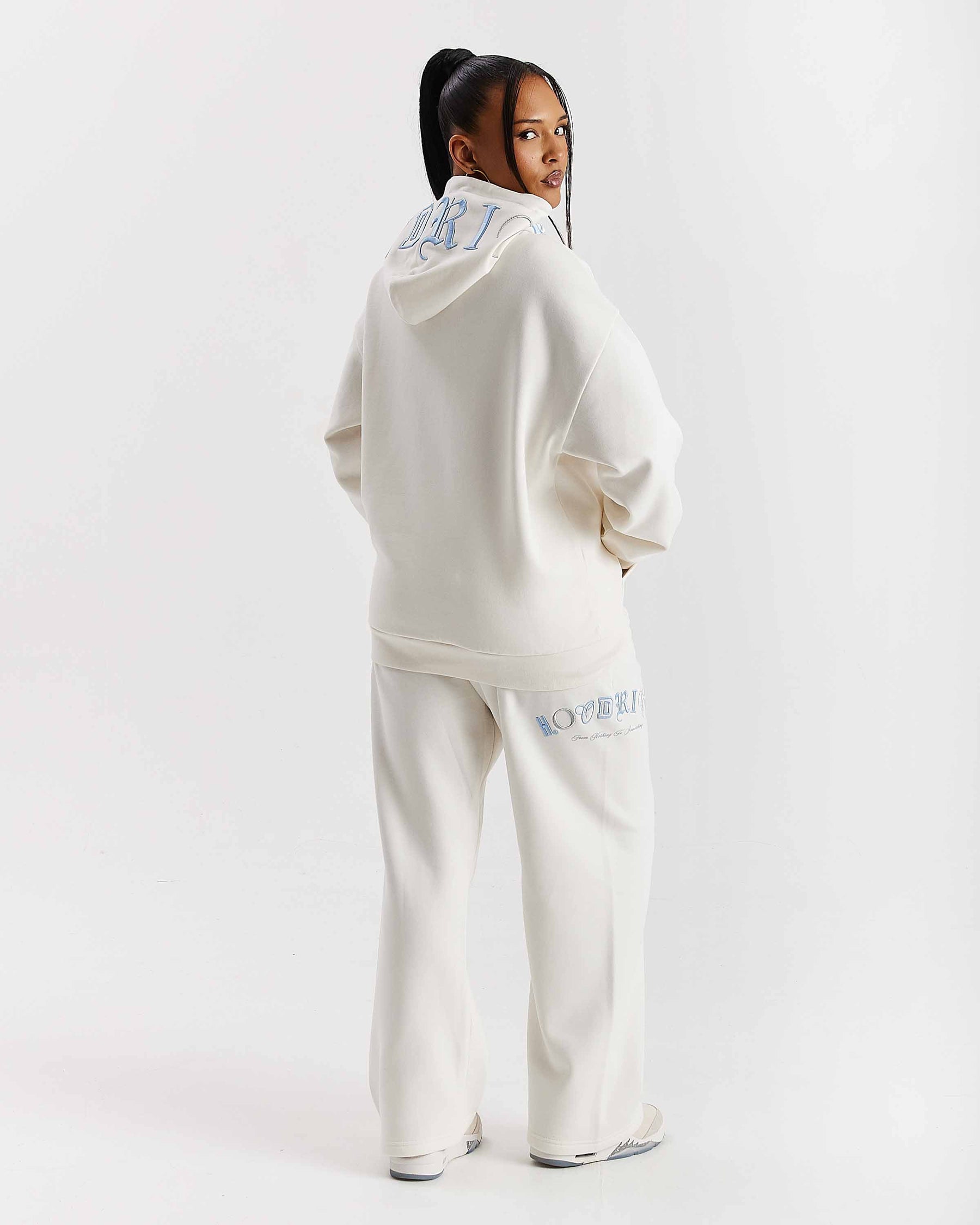 Felpa con cappuccio oversize Calor - Bianco sporco/Blu