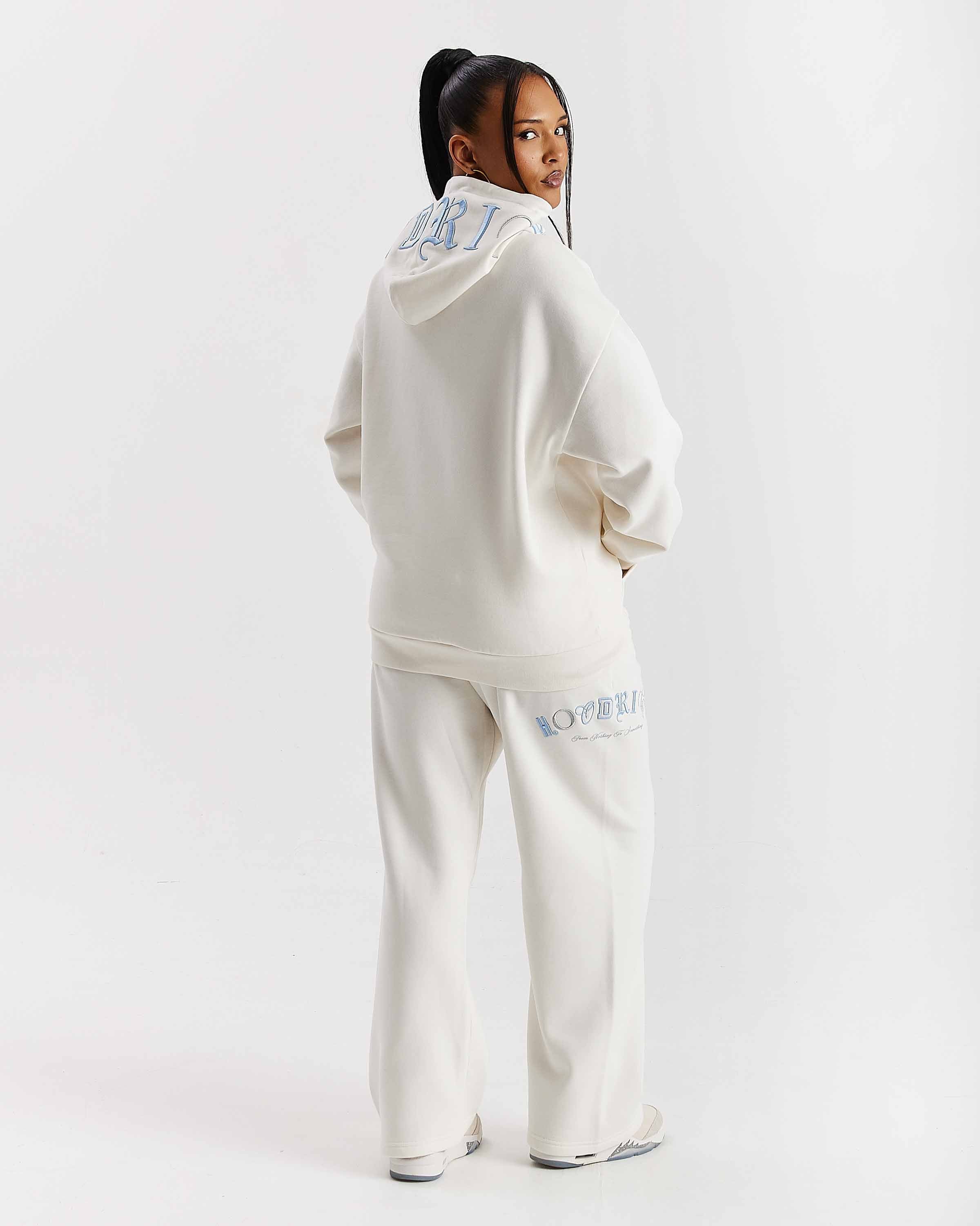 Felpa con cappuccio oversize Calor - Bianco sporco/Blu